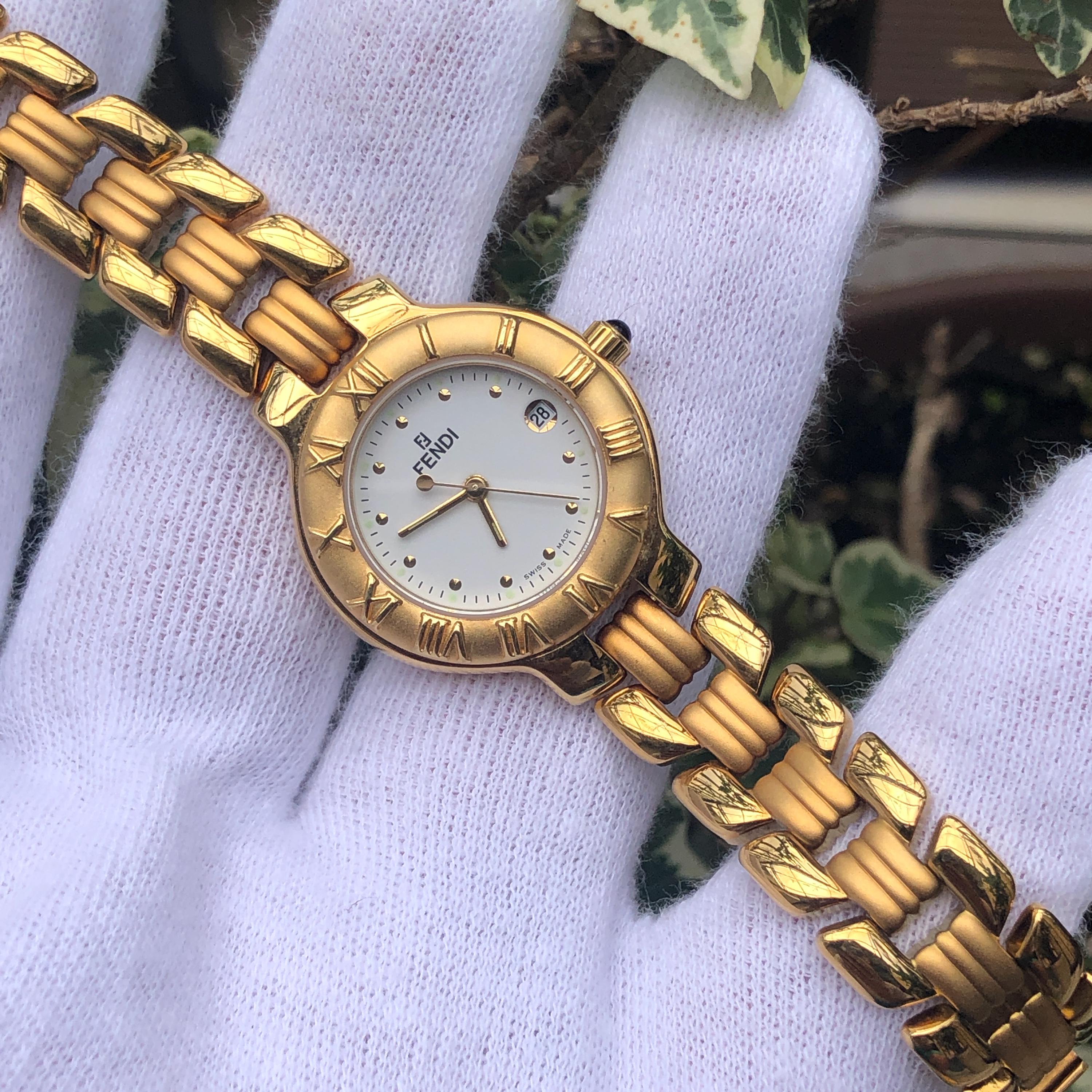 Vintage Fendi 900L Gold Plated Watch: White Dial, Box & Papers - Etsy