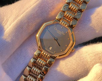 RARE Christian Dior Octagon Gold Plated Diamond Hour Marker  display picture 1