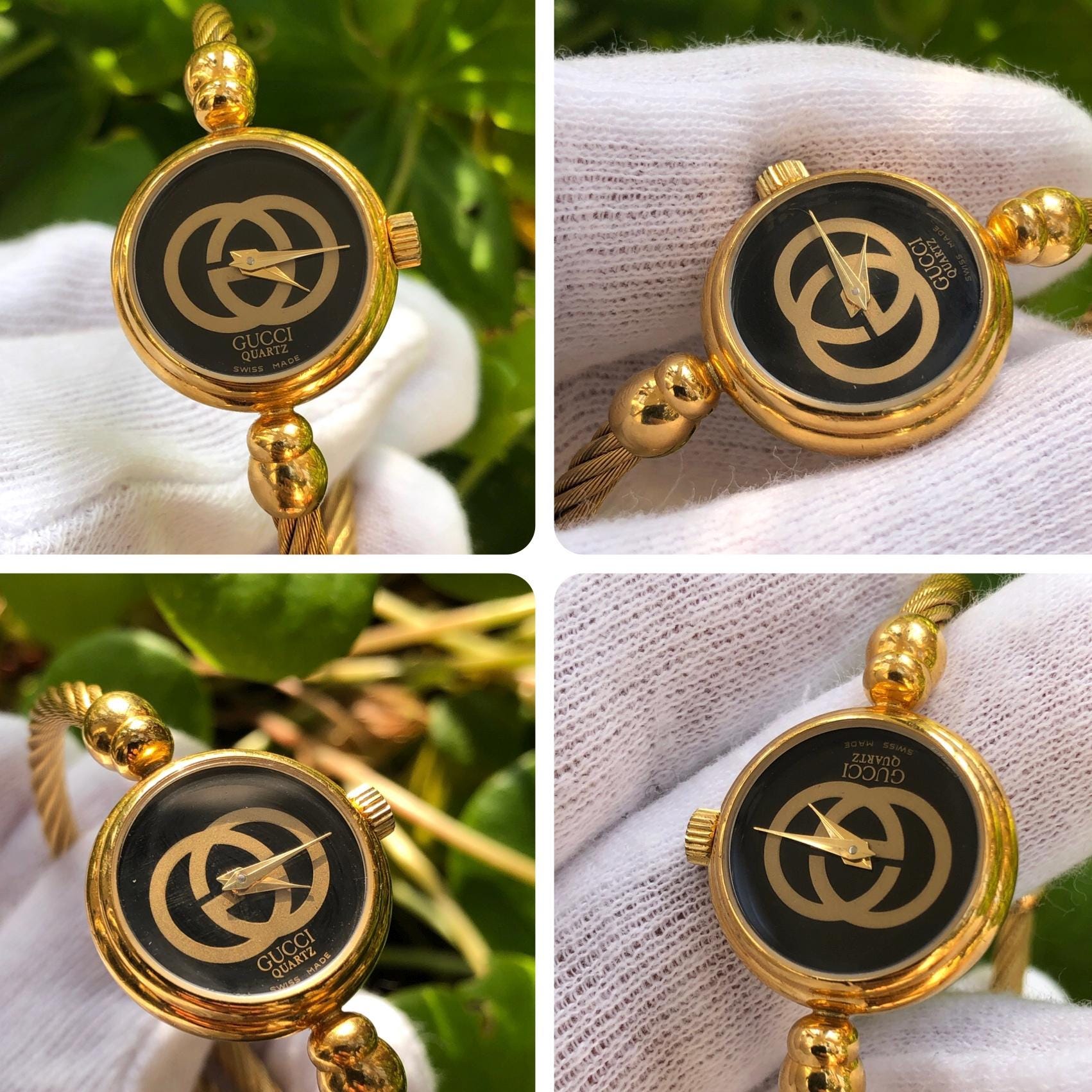 VINTAGE GUCCI 2047 Series Flexible Twisted Bangle Type Gold Plated