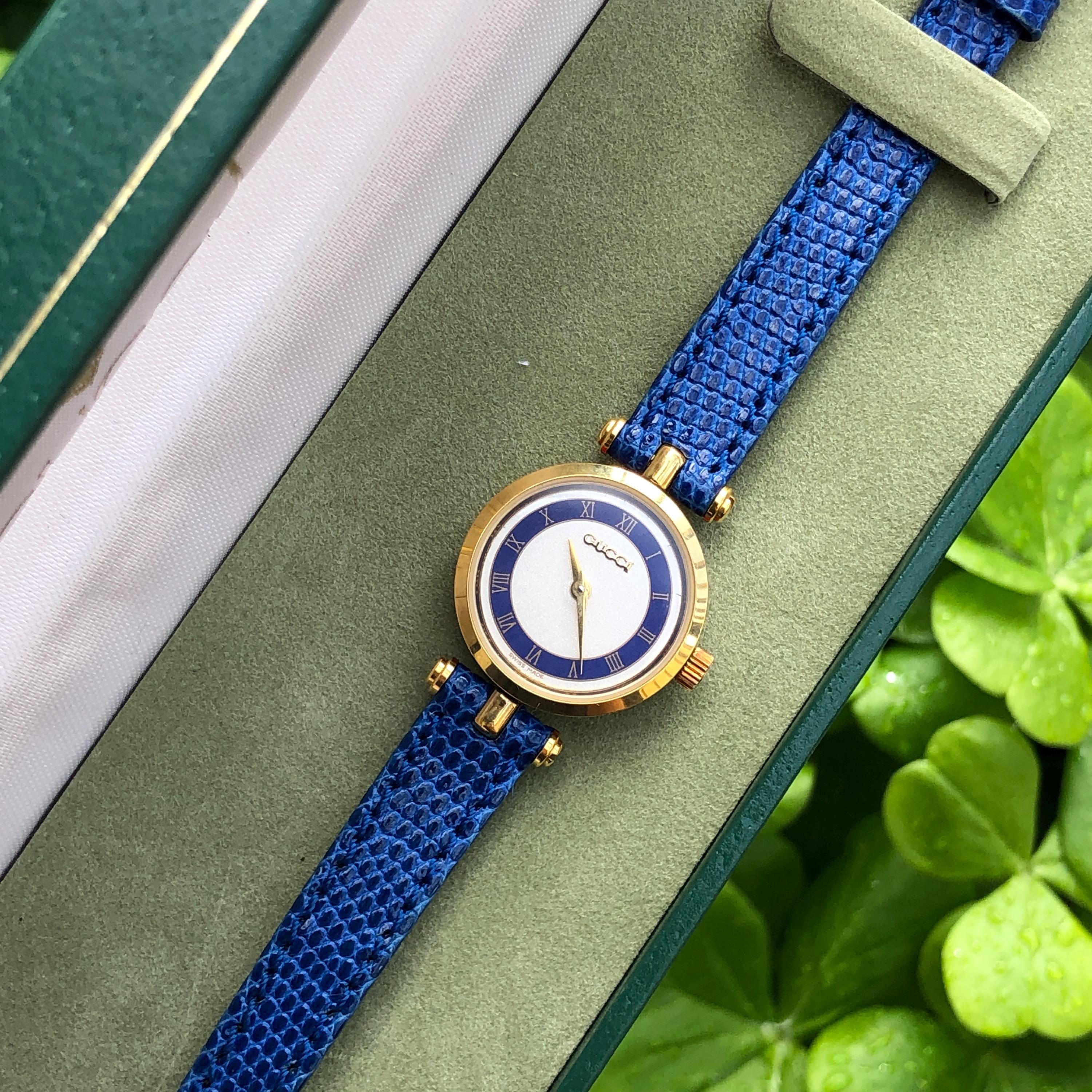 ■ 45668★年 GUCCI グッチ 2000L 時計 シェリー Rare VINTAGE GUCCI SHERRY 2000L Blue Accent Original Strap