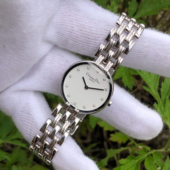 RARE Vintage Christian Dior Bagheera D44-120 Silver Tone Diamond