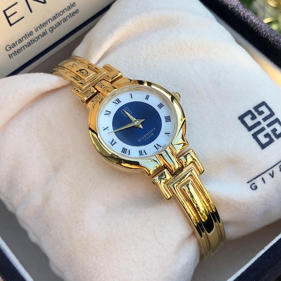 Rare Vintage Givenchy Bangle Watch: Millesime Blue-white Dial