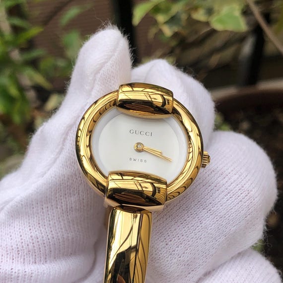 GUCCI グッチ チェンジベゼル ホワイト文字盤 GP ゴールド