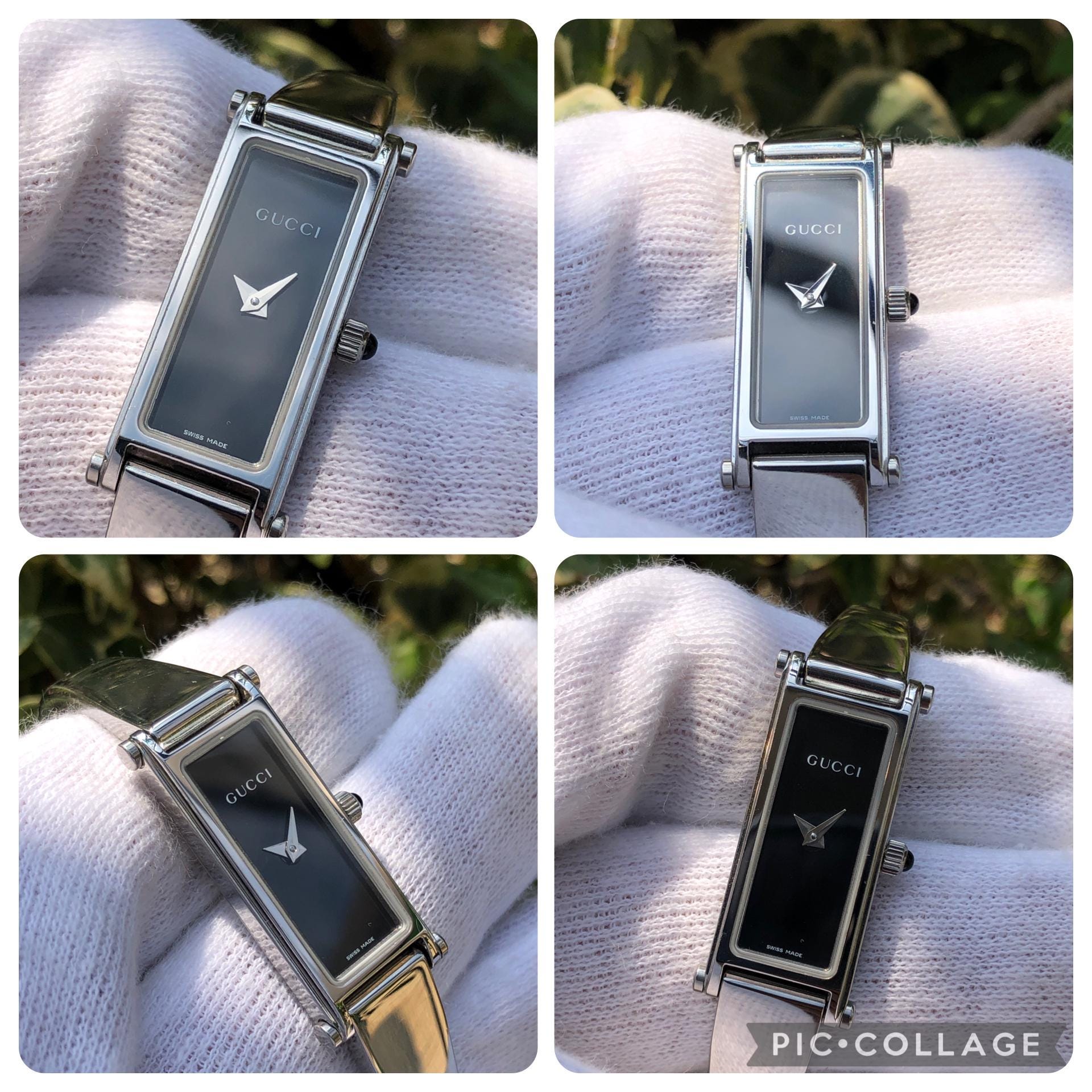 RARE VINTAGE GUCCI 1500L Series Silver Toned Bangle Horsebit Type