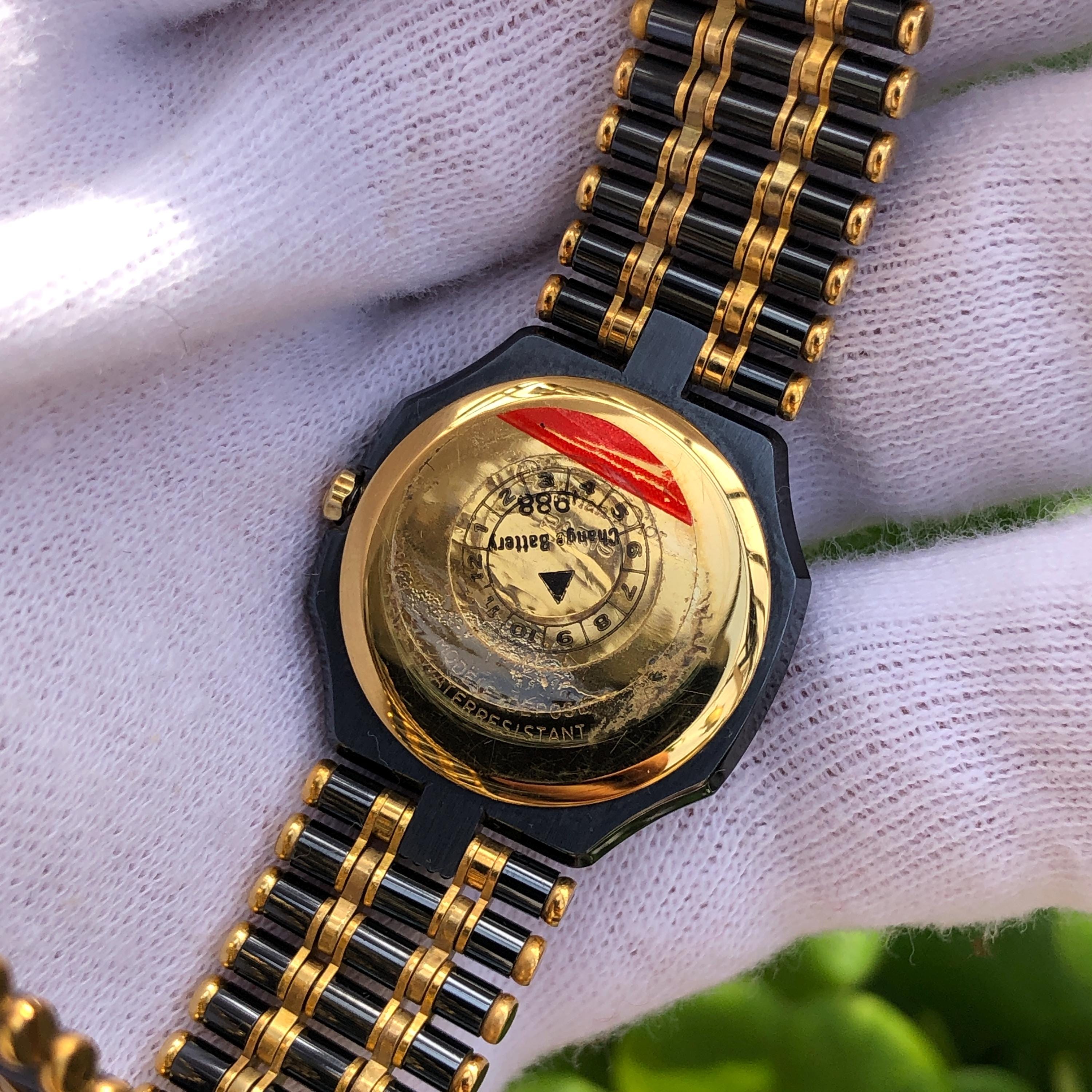 RARE Vintage Christian Dior Black and Gold Accent Gold Plated