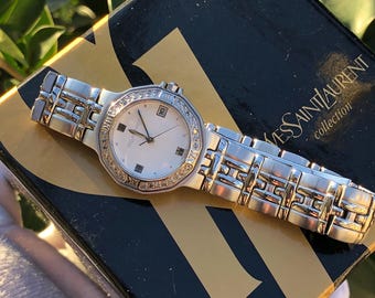 Vintage YSL (yves Saint Laurent) Tank Watch – Gold Case, Red Strap
