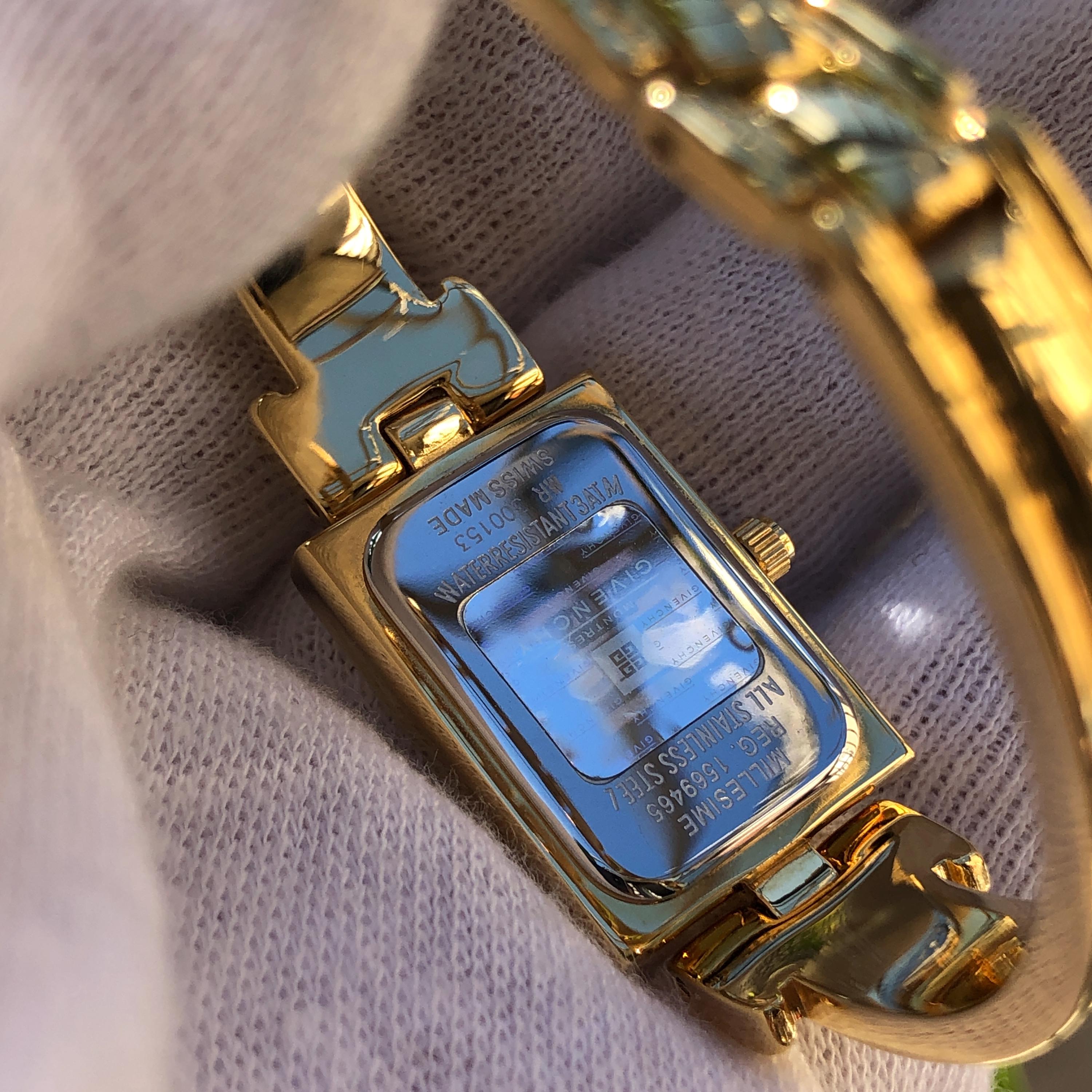 Rare Vintage GIVENCHY Swiss Made Watch: Diamond Gold Plated