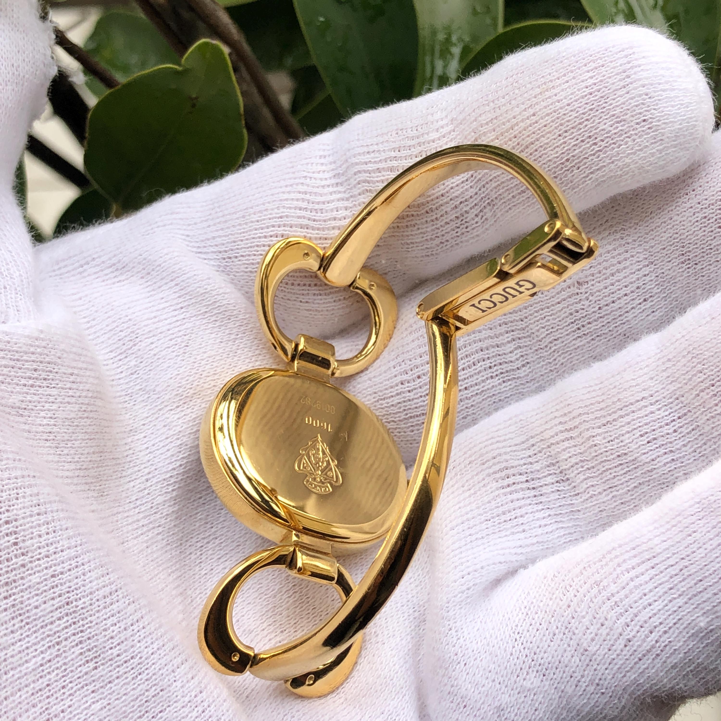 RARE VINTAGE GUCCI 1600 Gold Plated Bangle Type Horsebit Lady's