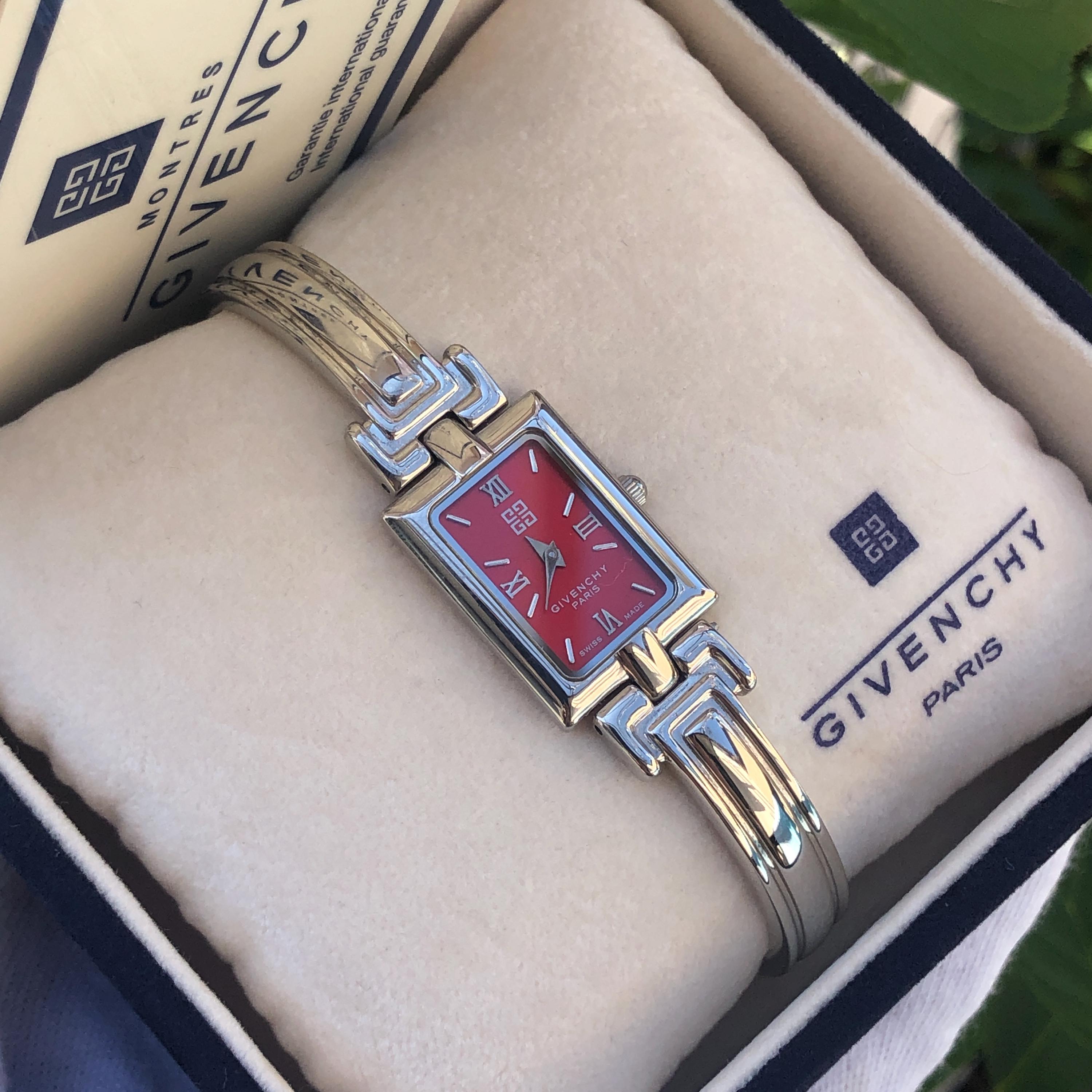 Vintage GIVENCHY Millesime Stainless Steel Bangle Watch With Box