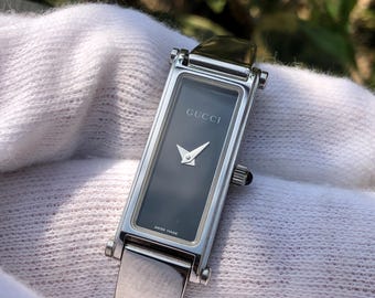 RARE VINTAGE GUCCI 1500L Series Silver Toned Bangle Horsebit Type