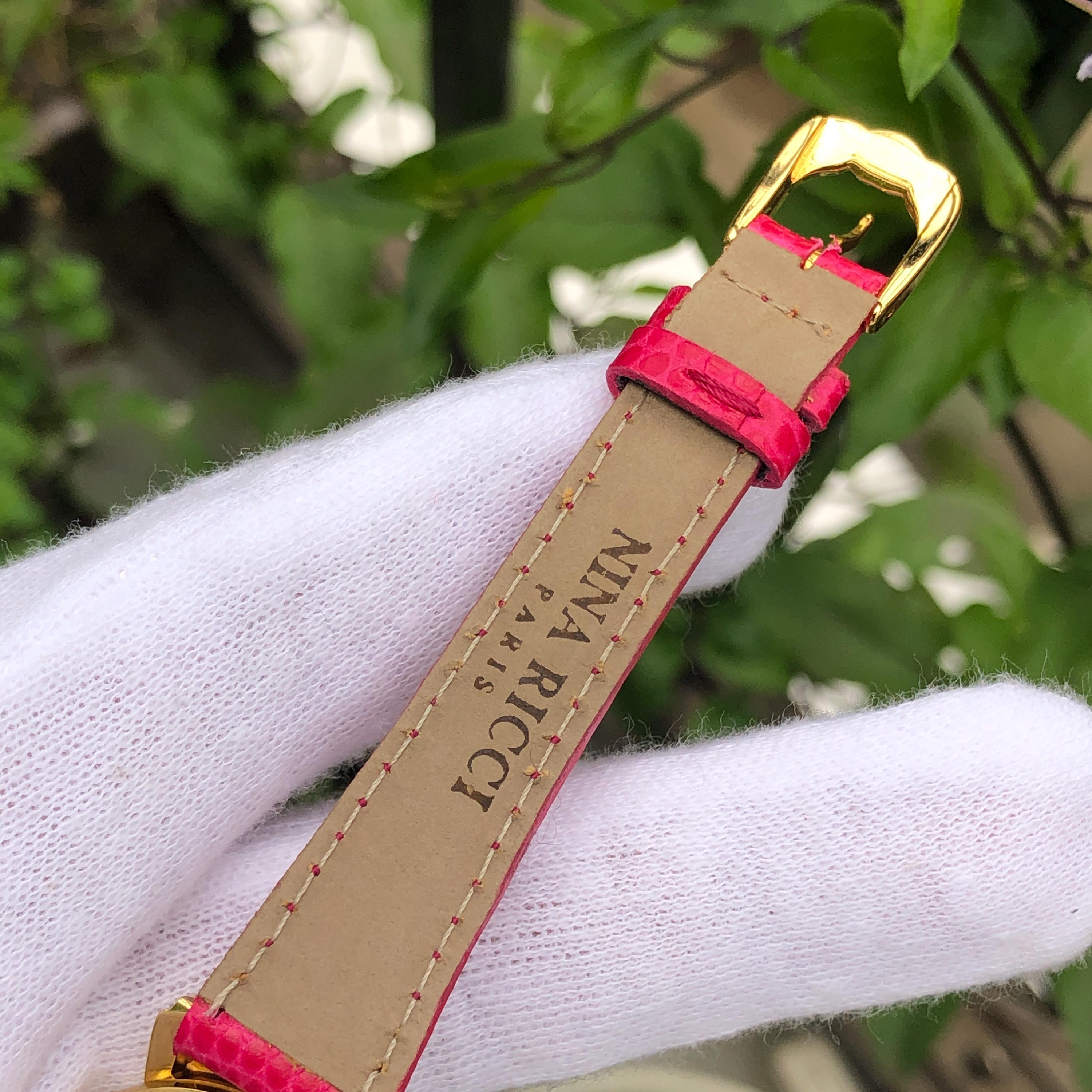 Rare Vintage Nina Ricci Dual Time Watch: Mother of Pearl