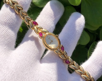 Vintage Seiko TISSE Ruby Bracelet Watch - Gold Toned Good Enogh