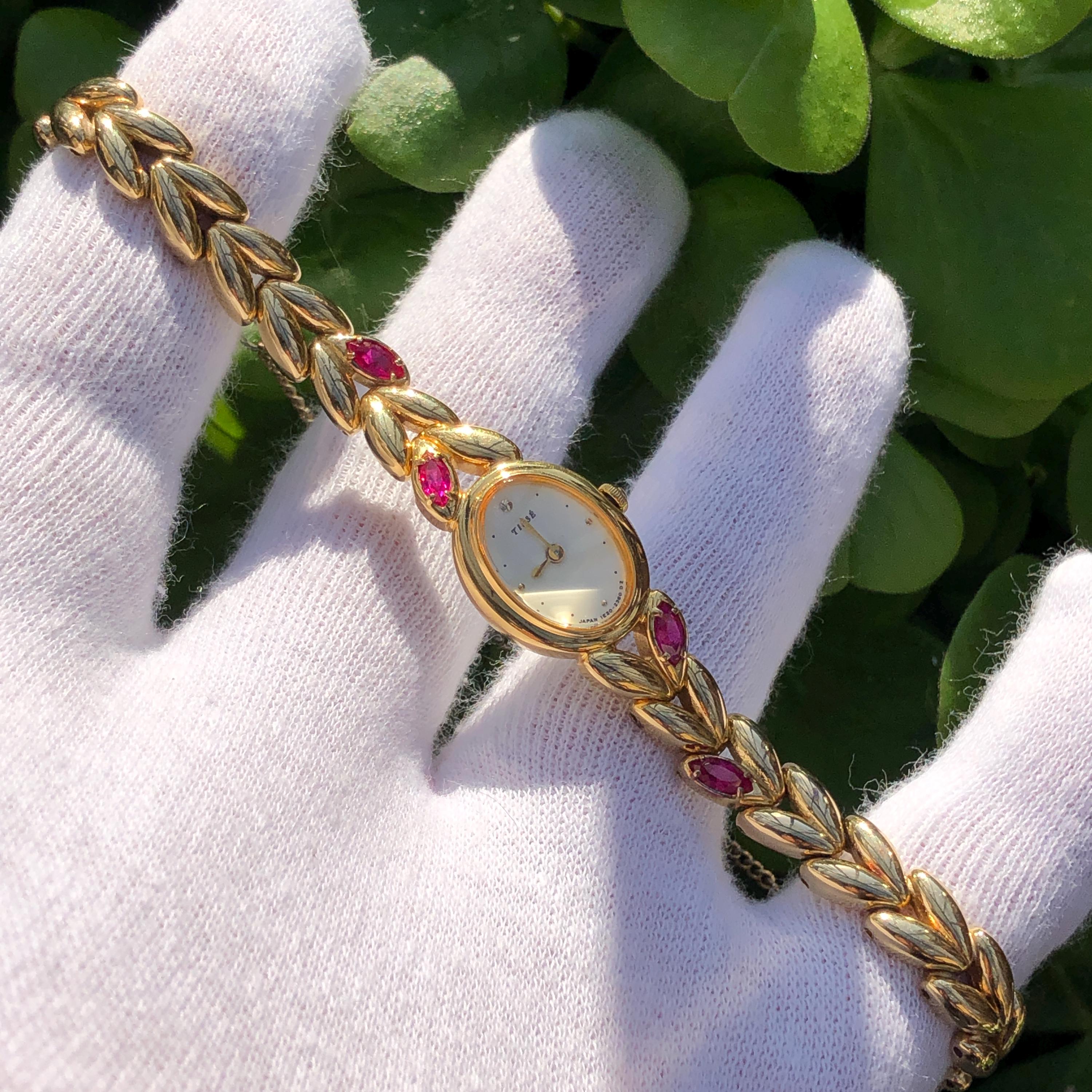 Vintage Seiko TISSE Ruby Bracelet Watch - Gold Toned Good Enogh