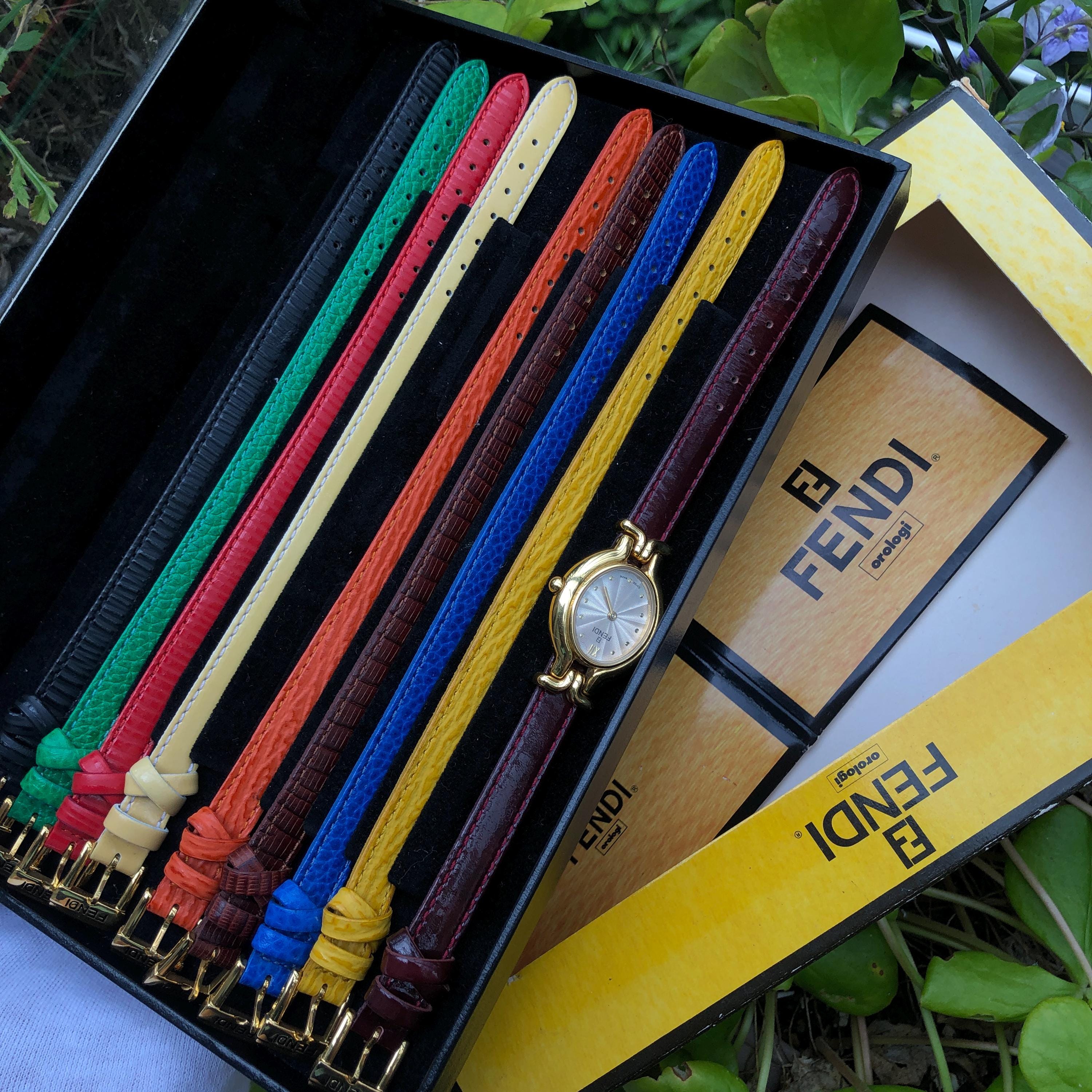 RARE Vintage FENDI 640L Interchangeable Straps Gold Toned Lady's