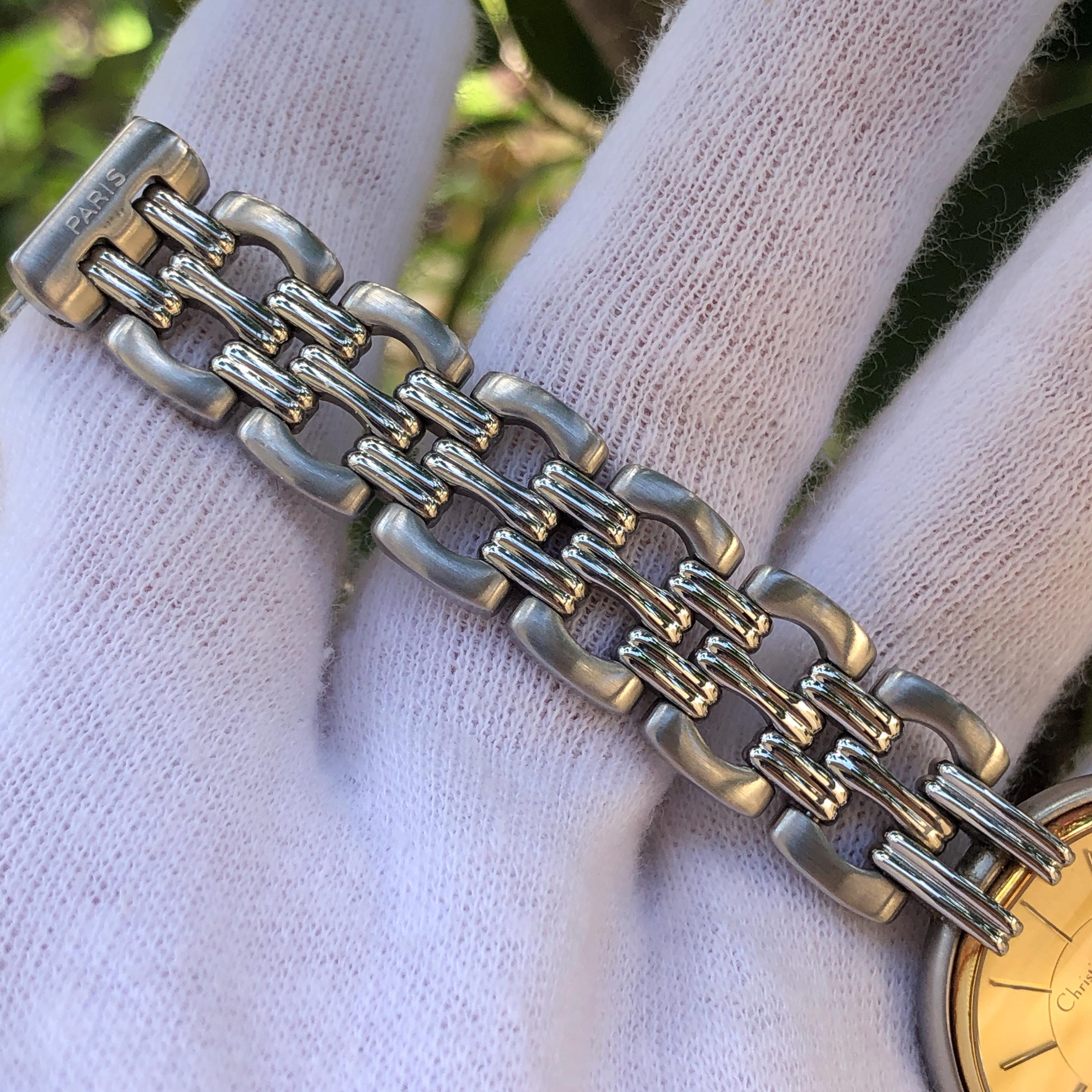 Vintage Christian Dior D66-110 Dual-tone Golden Dial Silver