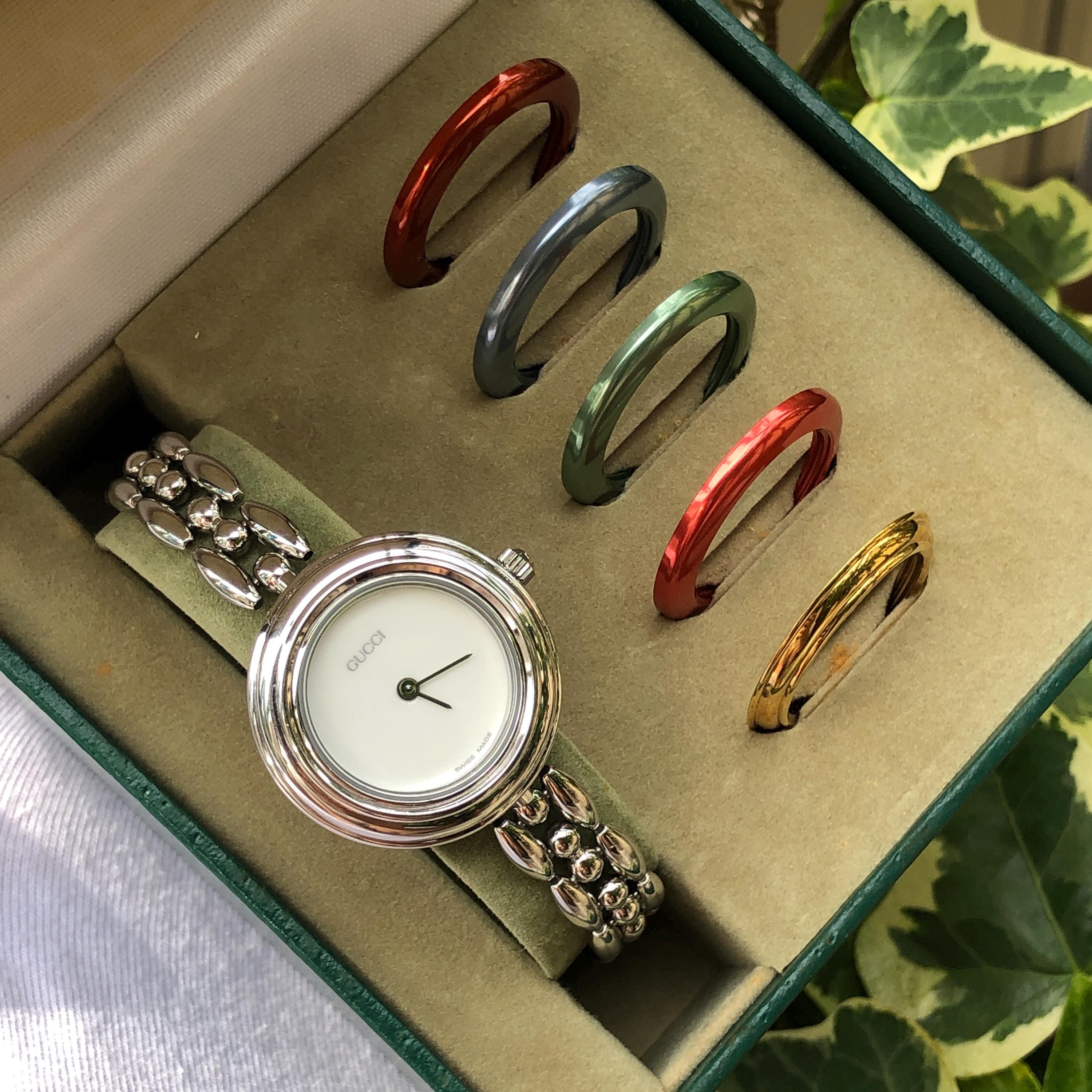 Gucci Popular Collectable Bezel Watch Bracelet GUCCI Change Bezel Watch Bangle + 5 Bezels (Rare) – Finer  main image 4