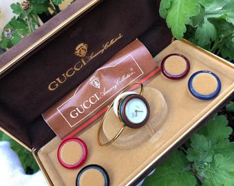 Very Rare EARLY MODEL  change bezel bangle type gold plated lady&#39;s watch  rare made in Italy version