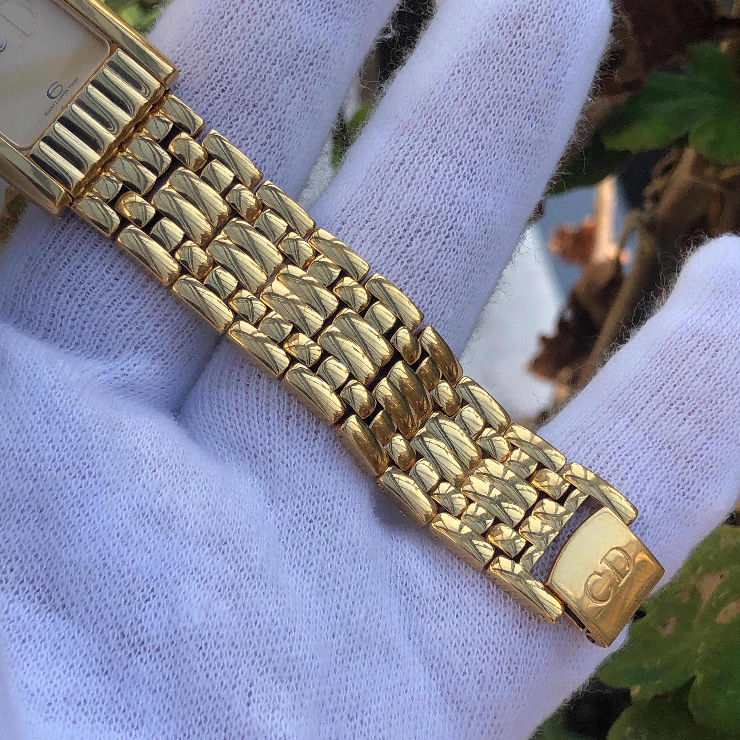 Vintage Christian Dior Gold Plated Bracelet Watch: CD Golden Dial