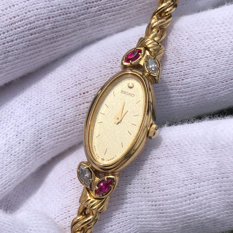 Vintage Seiko Ruby Ladies Watch: Gold Toned Bracelet Watch - Etsy