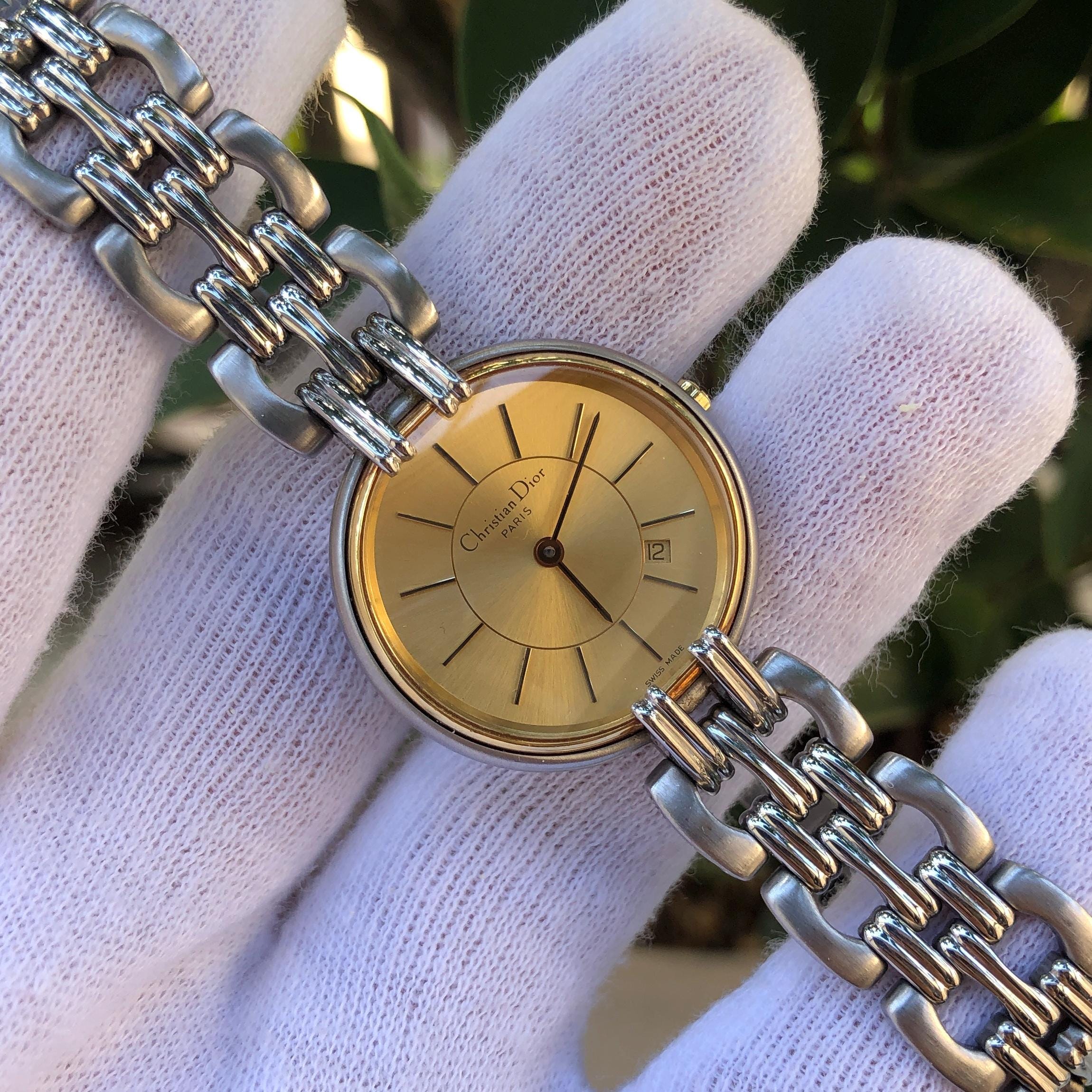 Vintage Christian Dior D66-110 Dual-tone Golden Dial Silver