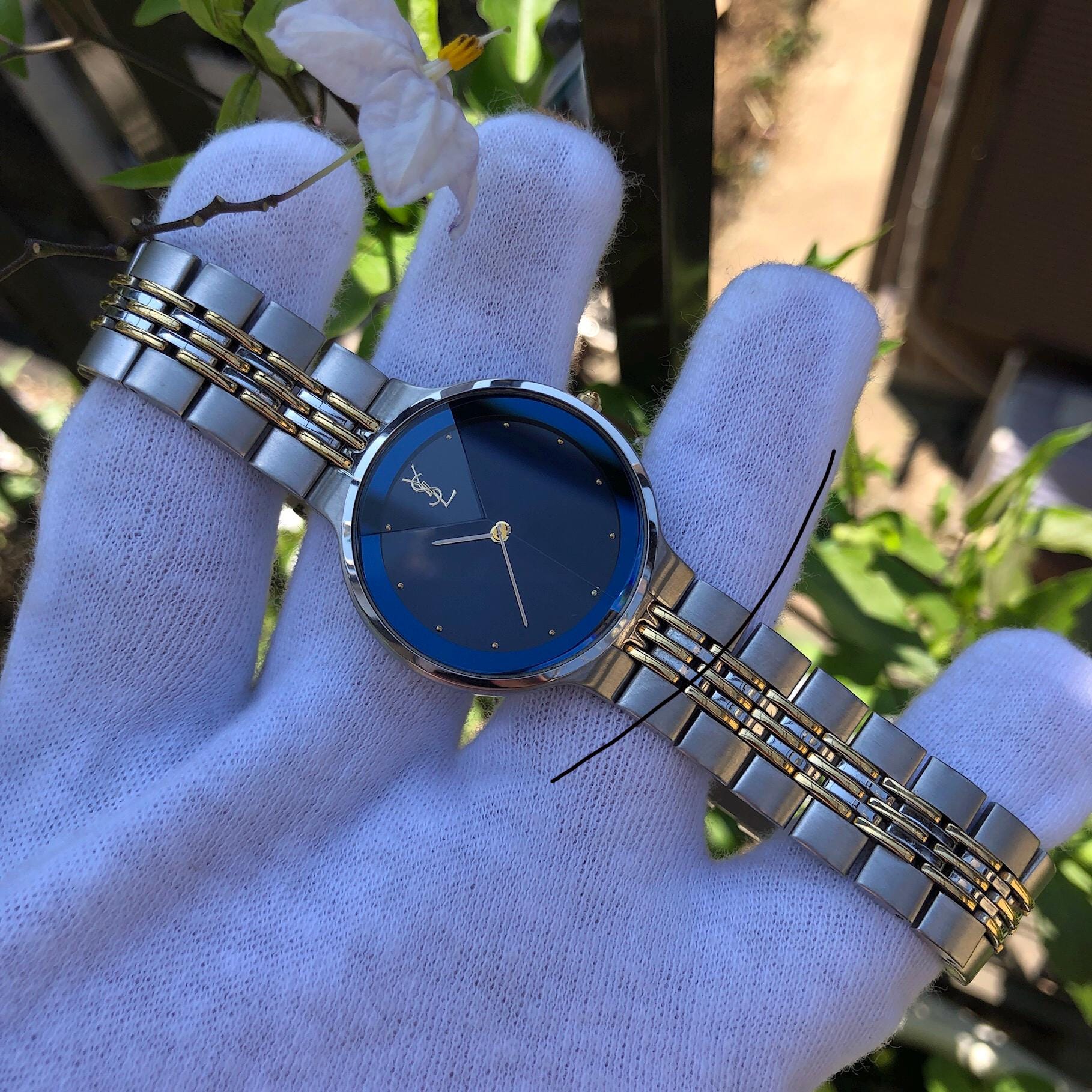 Reserved Rare Vintage YSL Yves Saint Laurent Watch: Blue Dial