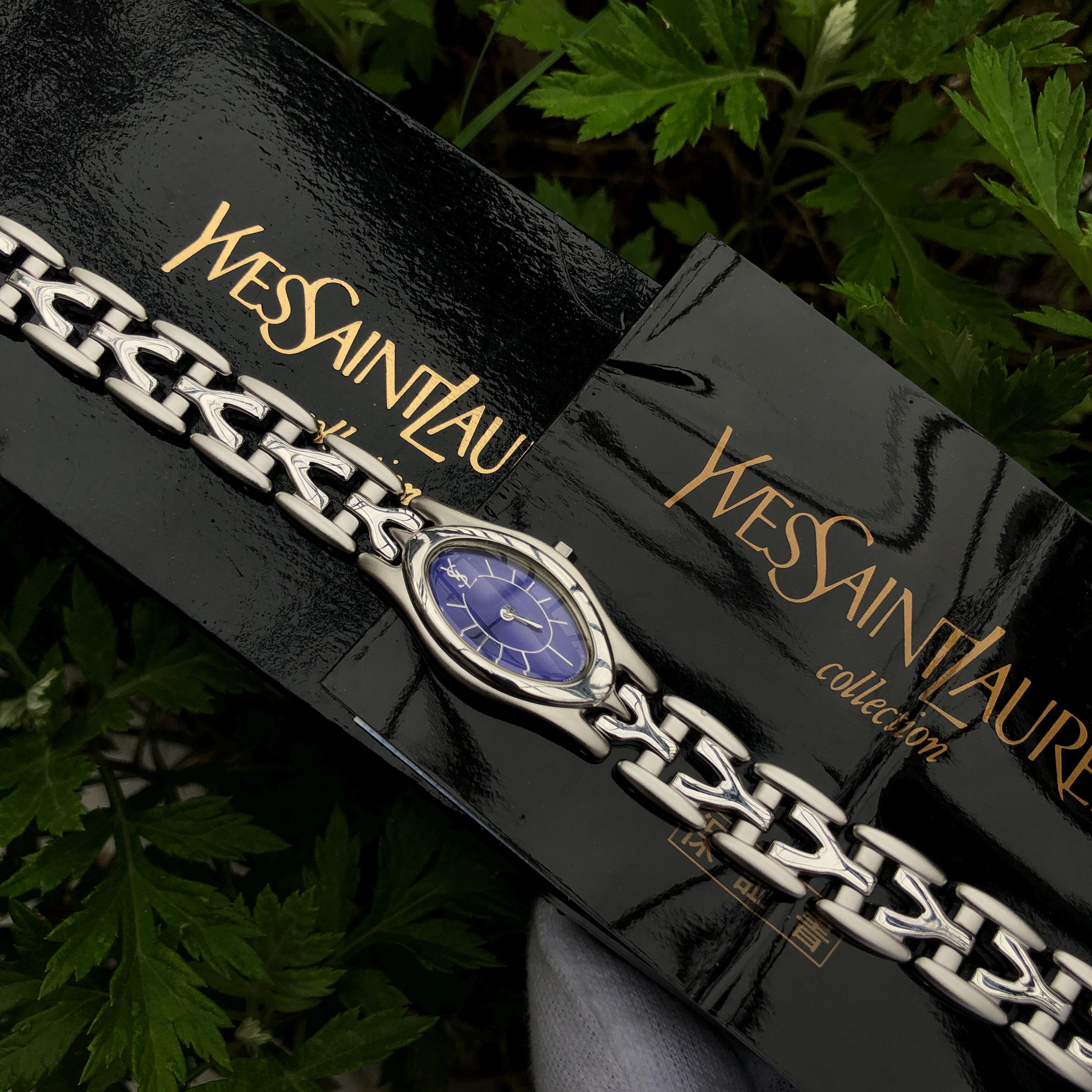 RARE Vintage YSL Yves Saint Laurent Dainty Oval Face Silver