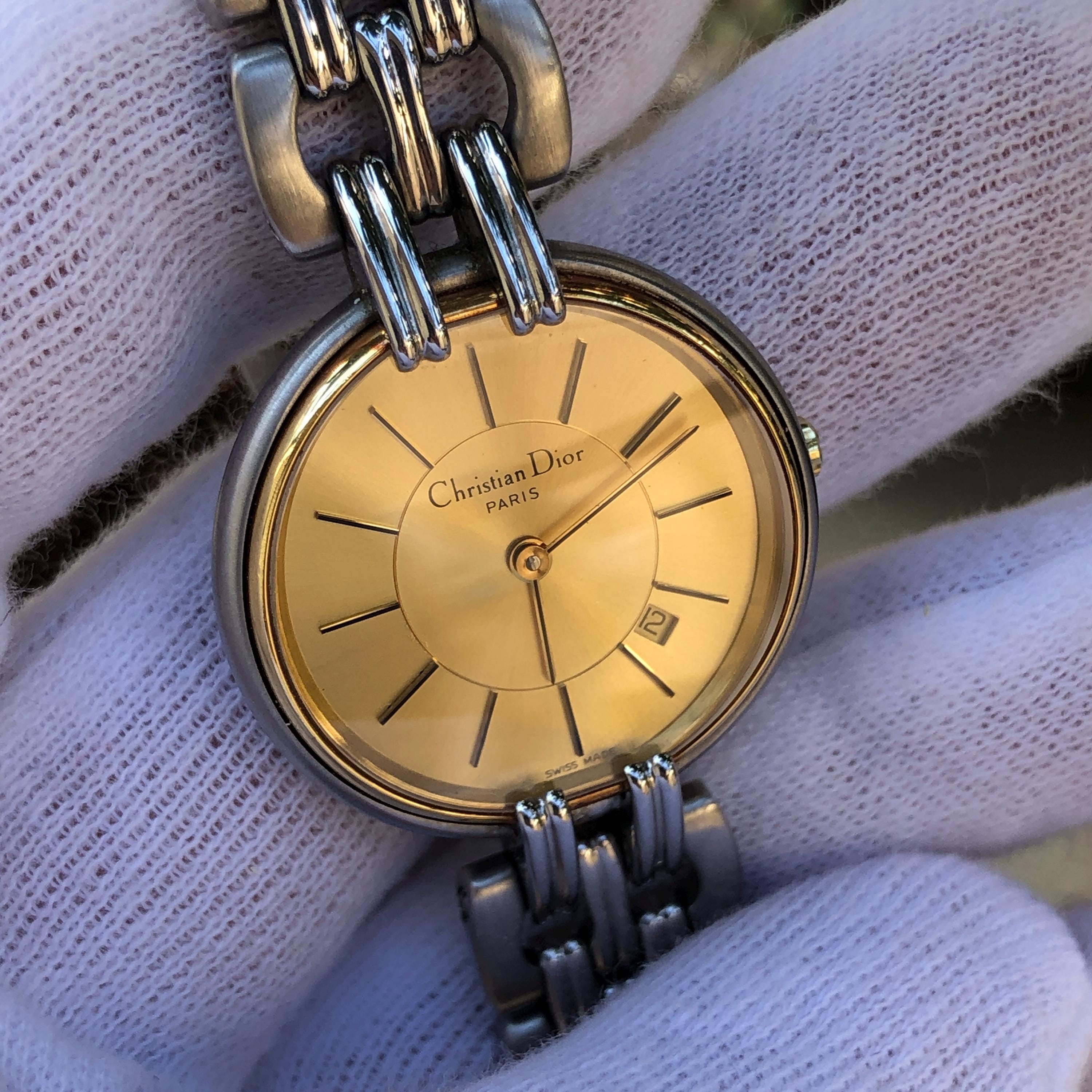 Vintage Christian Dior D66-110 Dual-tone Golden Dial Silver