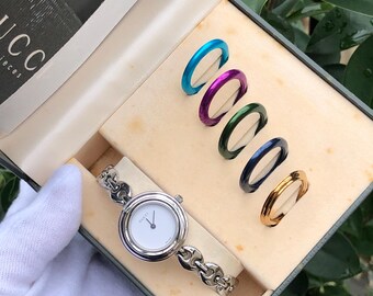 RARE VINTAGE GUCCI Change Bezel Bracelet Type Silver Tone  display picture 3