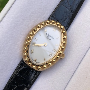 RARE vintage Christian Dior BAIGNOIRE plaqué or 20 microns modèle 3047 en boîte bracelet d'origine excellent état