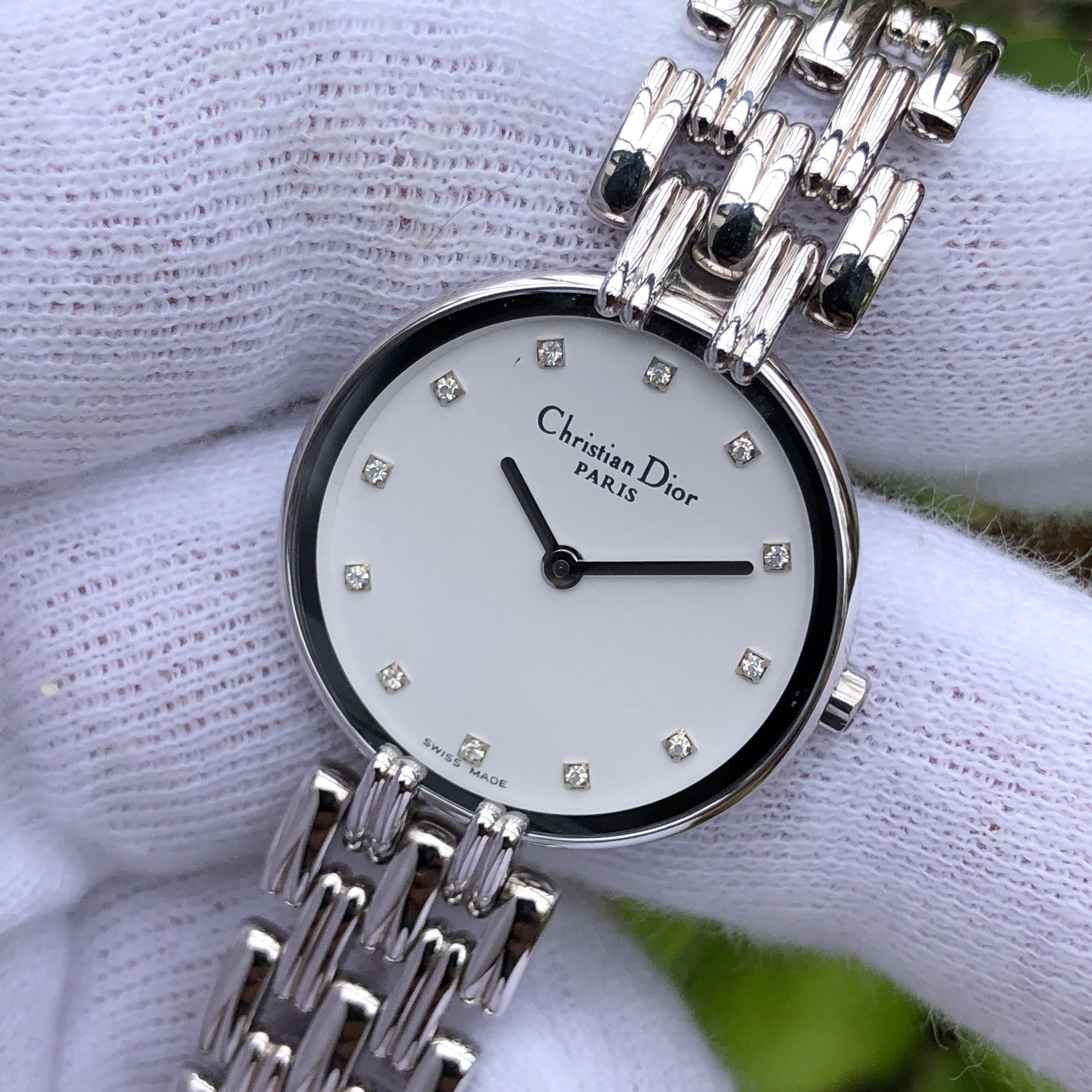 RARE Vintage Christian Dior Bagheera D44-120 Silver Tone Diamond