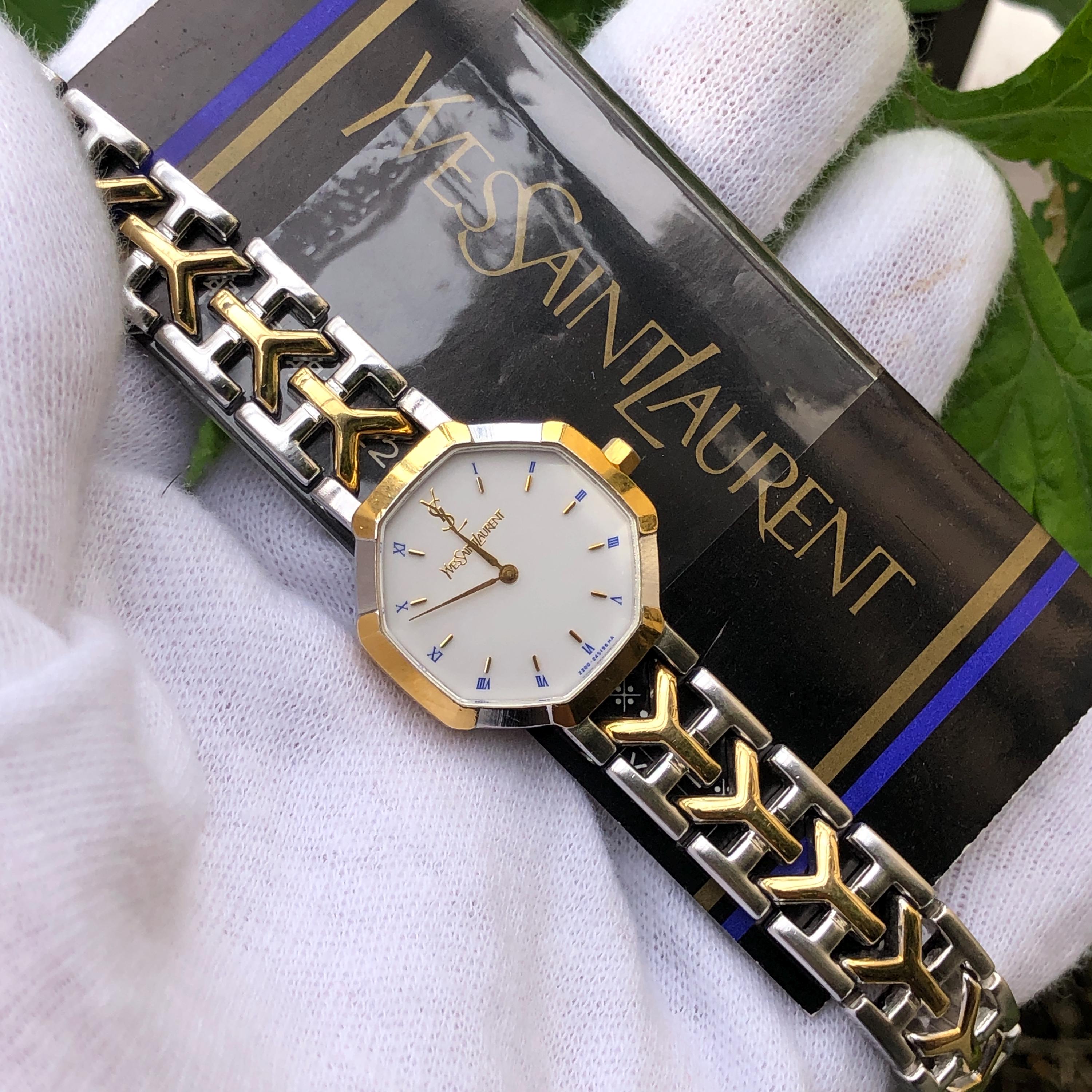 RARE Vintage YSL Yves Saint Laurent Octagon Dual Toned