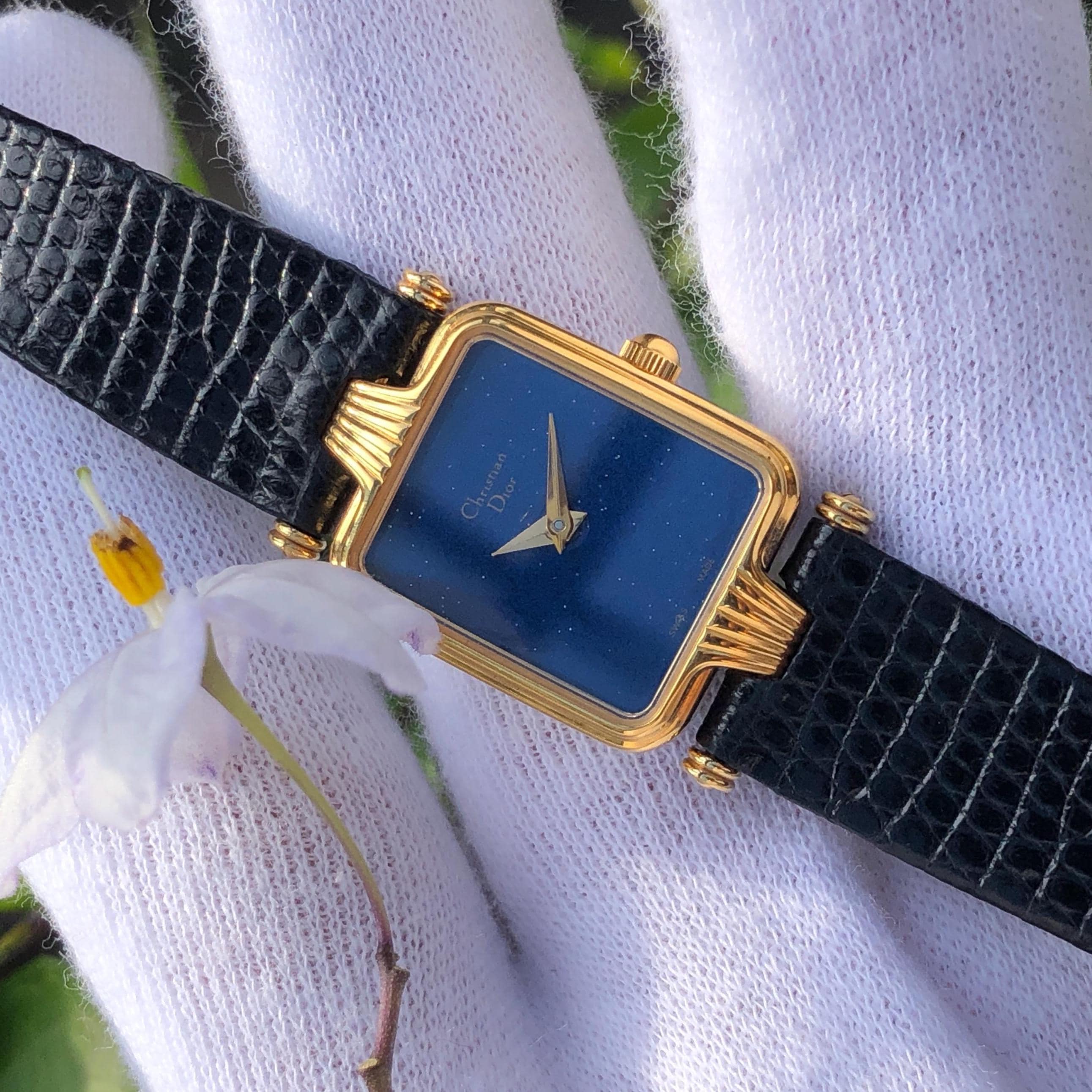 Vintage Christian Dior Starry Sky Watch: Gold Plated, Leather