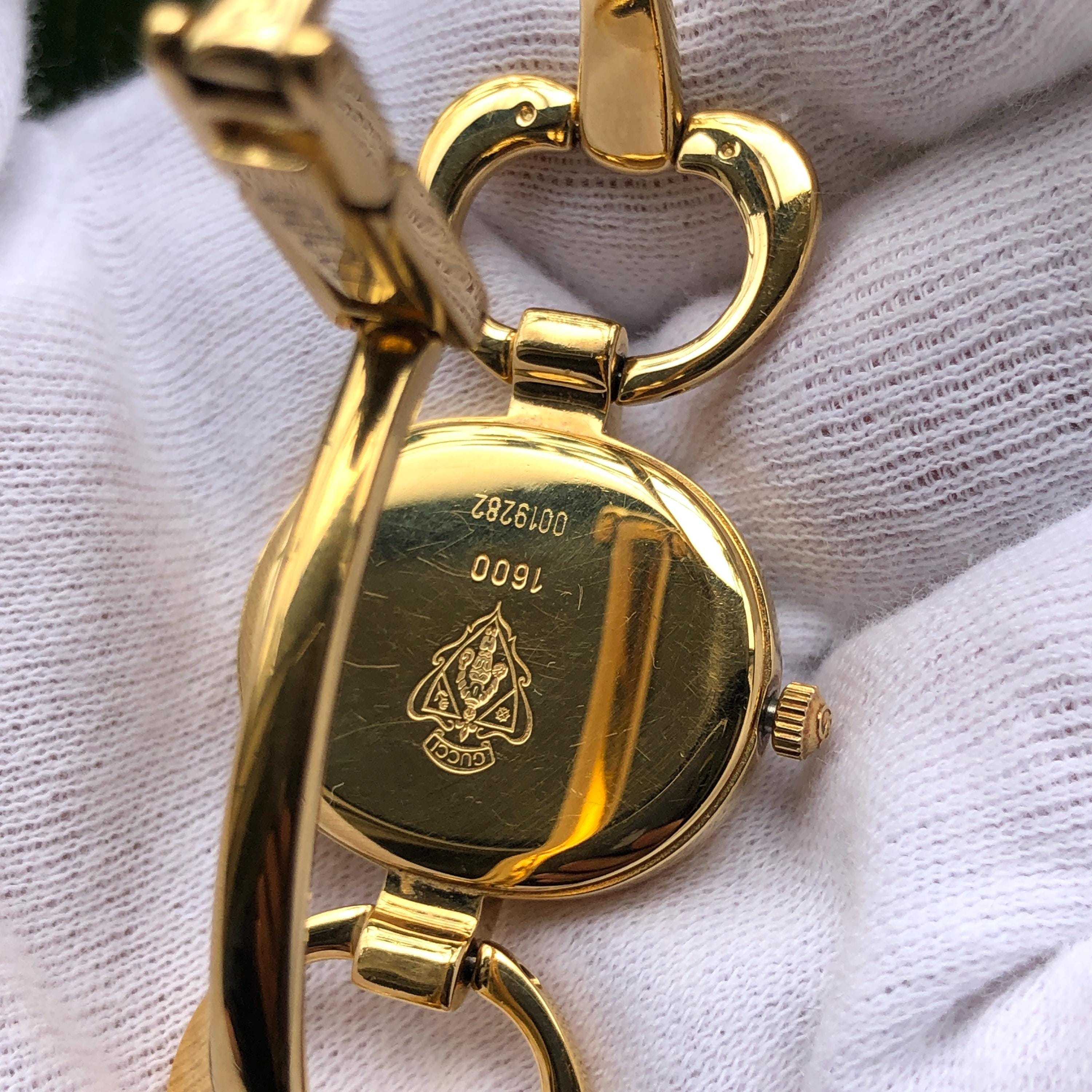 RARE VINTAGE GUCCI 1600 Gold Plated Bangle Type Horsebit Lady's