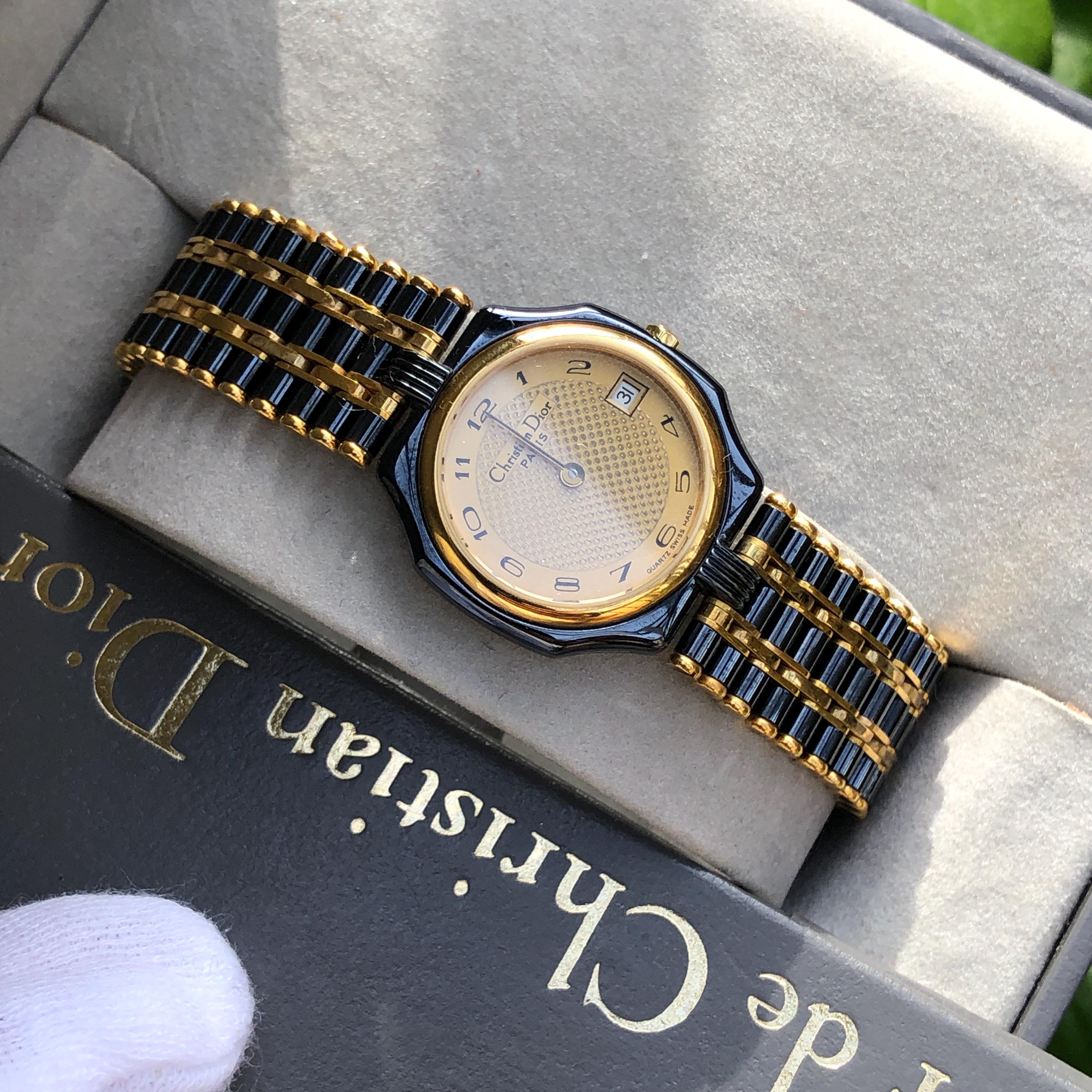 Christian Dior ゴールド ブラック 時計 Christian Dior ブラックムーン バキラ ウォッチ 腕時計
