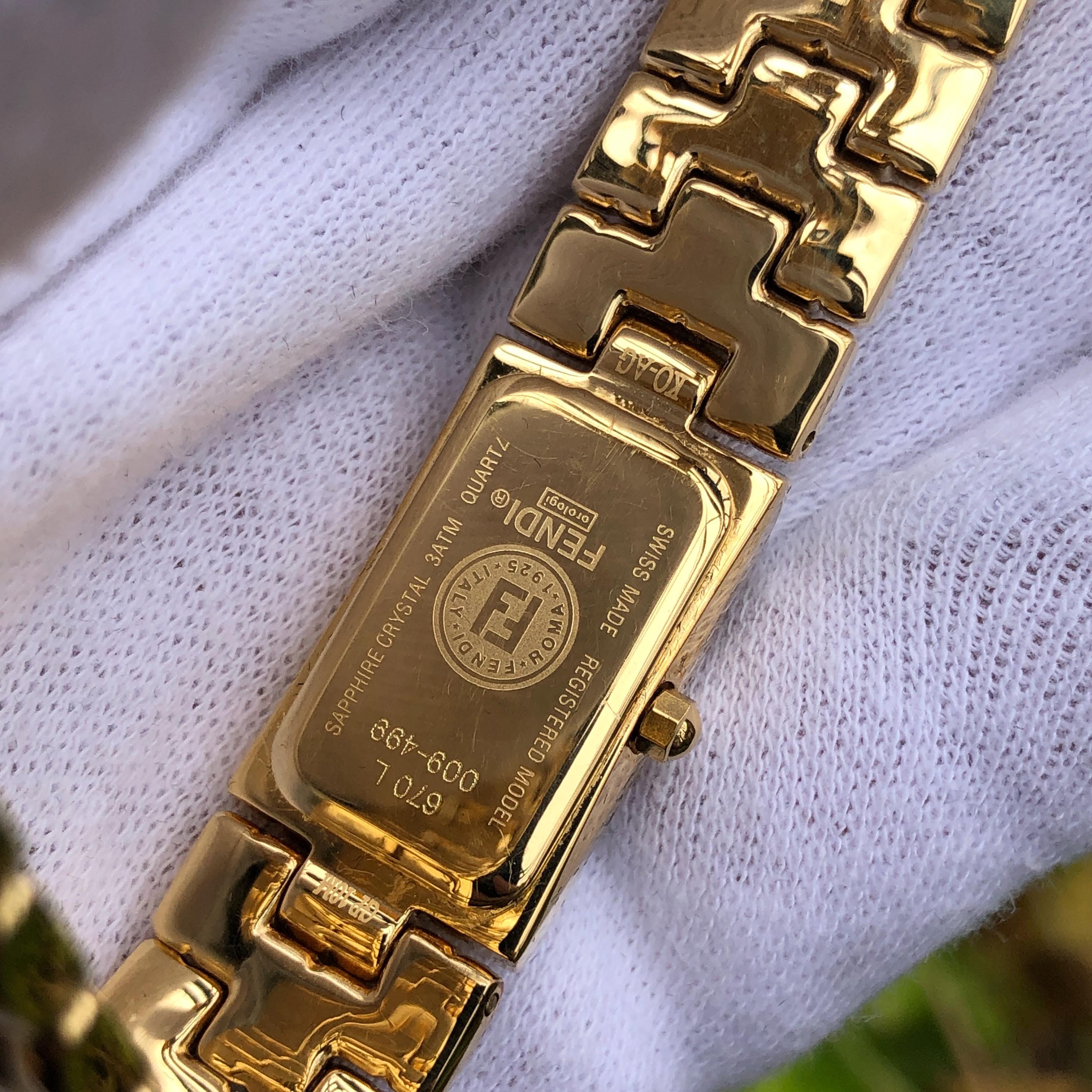 Vintage Fendi Orology 670L Gold Plated Watch: White Dial, Box