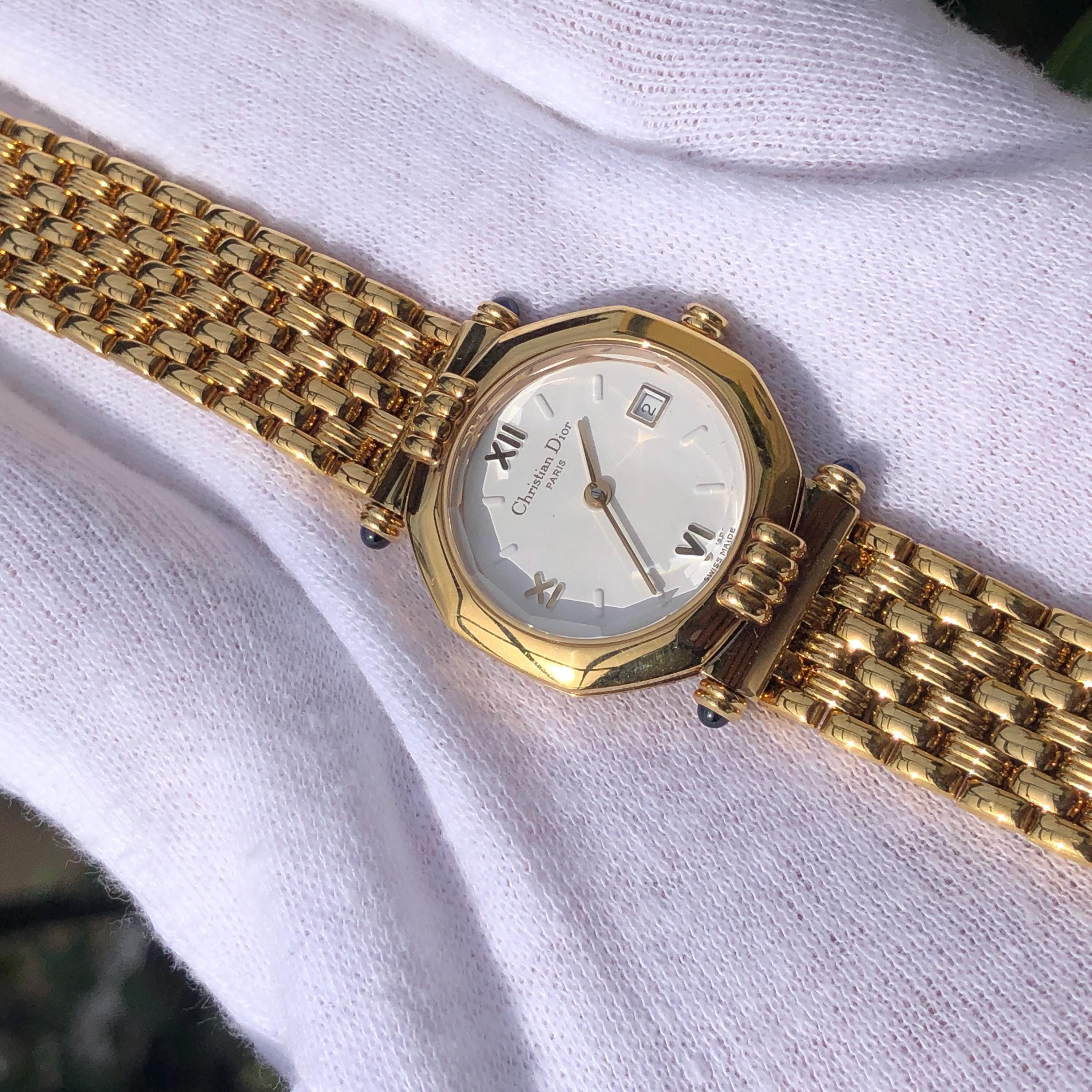 Reserved Vintage Christian Dior Octagon Gold Plated Ladies Watch