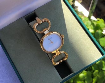 RARE VINTAGE GUCCI 1600 Gold Plated Bangle Type Horsebit Lady's
