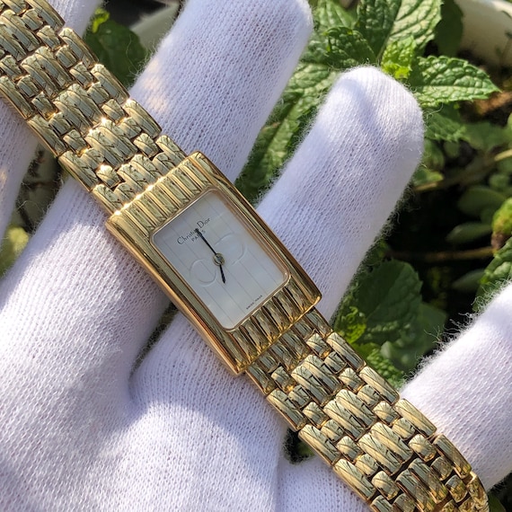 RESERVED Vintage Christian Dior Tank Watch: Gold Plated  display picture 3