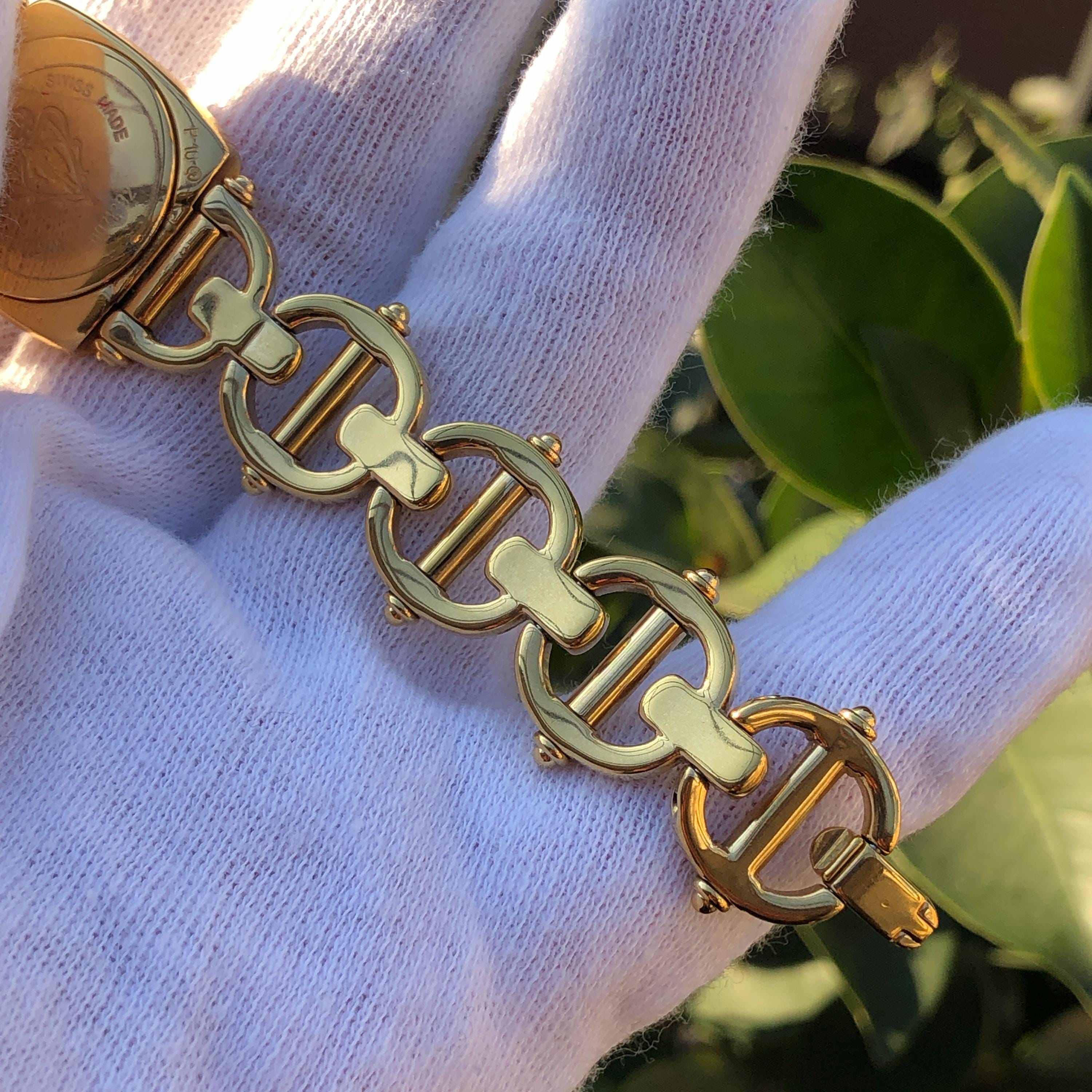 RARE Vintage GUCCI 6400L MOP Dial Gold Plated Bracelet Type Lady's