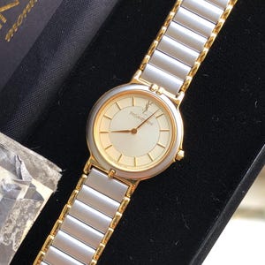 RARE Vintage YSL Yves Saint Laurent dual toned lady's watch Full set Almost pristine