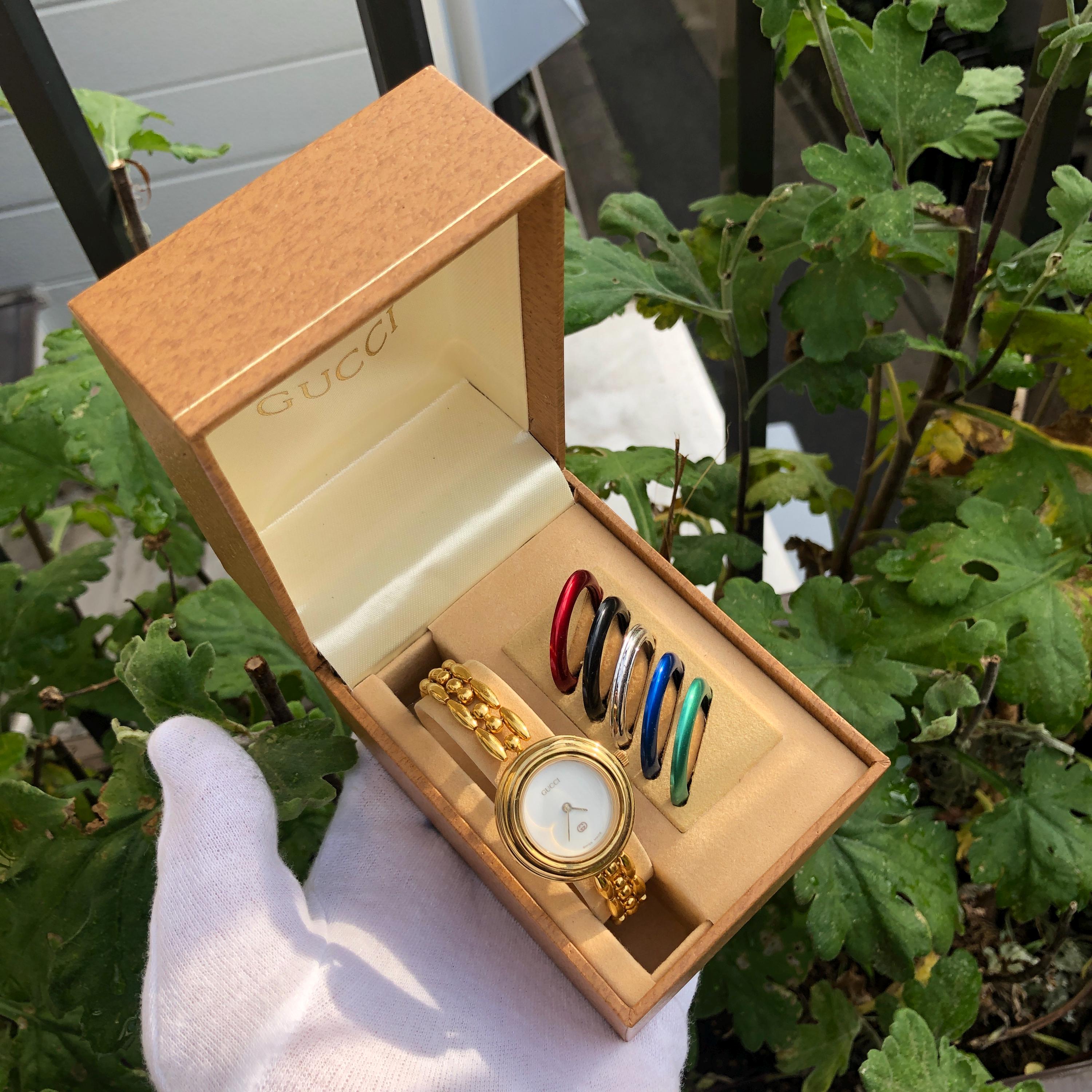 Vintage Gucci 1200L Gold-Plated Bracelet Watch – Full Set Vintage Gucci Interchangeable Watch Set Swiss Made - Etsy Israel main image 3