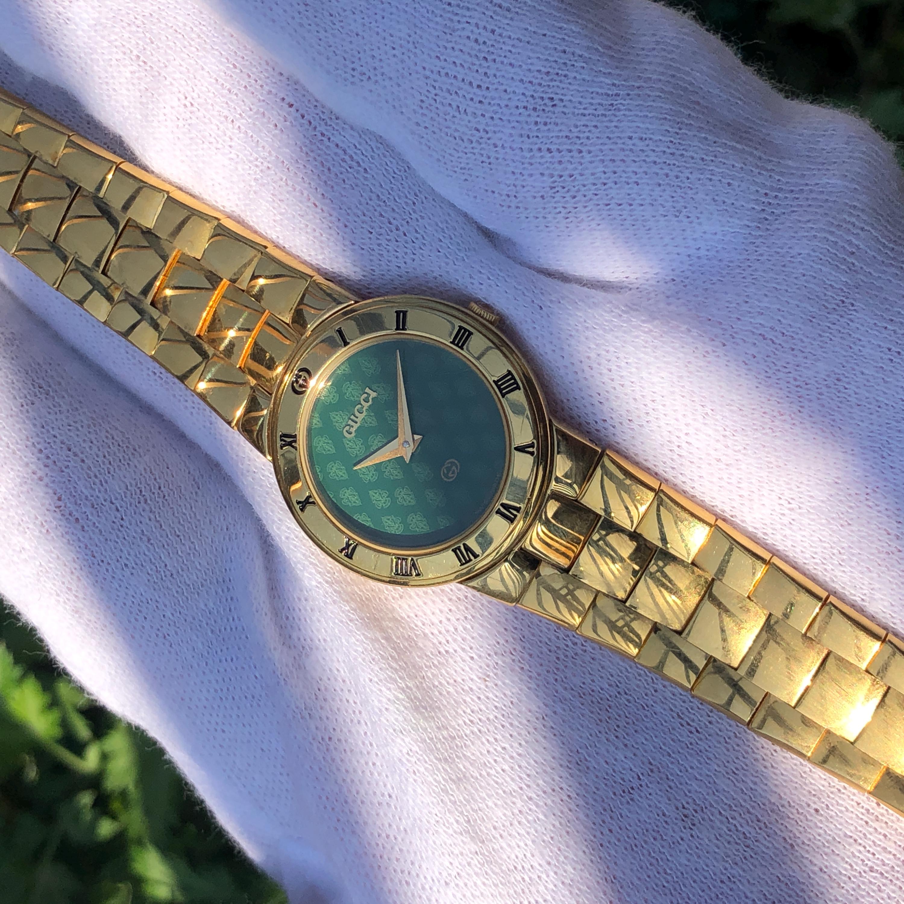 グッチ 腕時計 レディース 3300L GG柄 グリーン GUCCI 【希少】 グッチ 腕時計 レディース 3300L GG柄 グリーン GUCCI 【希少】 グッチ