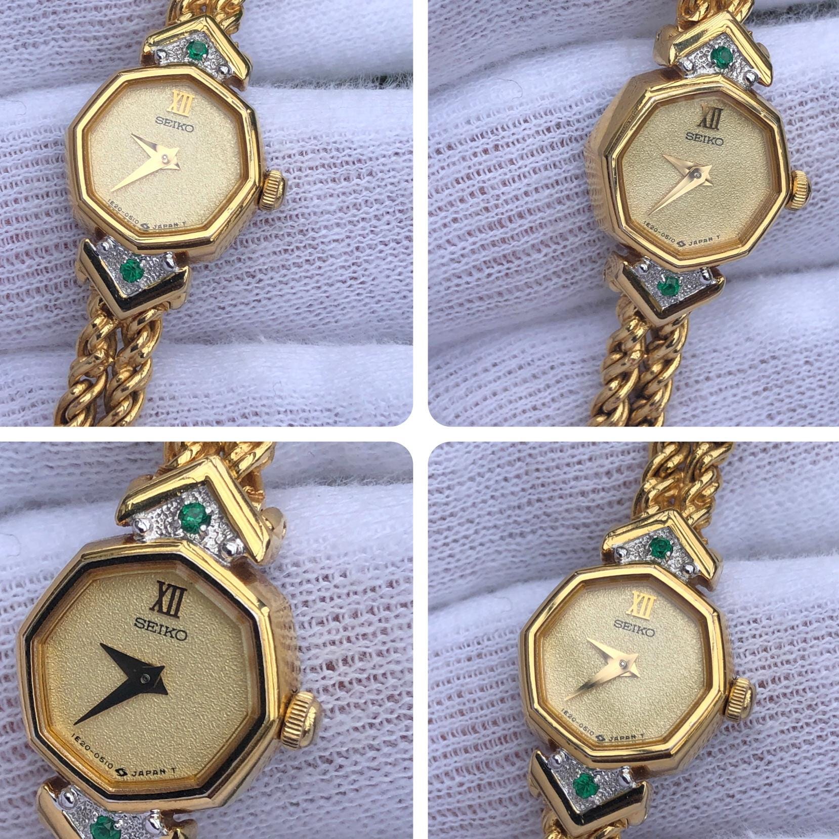 希少なヴィンテージセイコー オクタゴン グリーン ジェムストーン