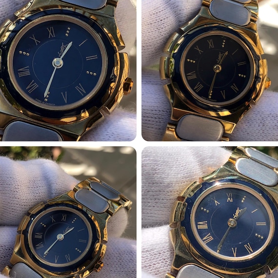 Vintage YSL Yves Saint Laurent Watch: Blue Dial, Gold Plated