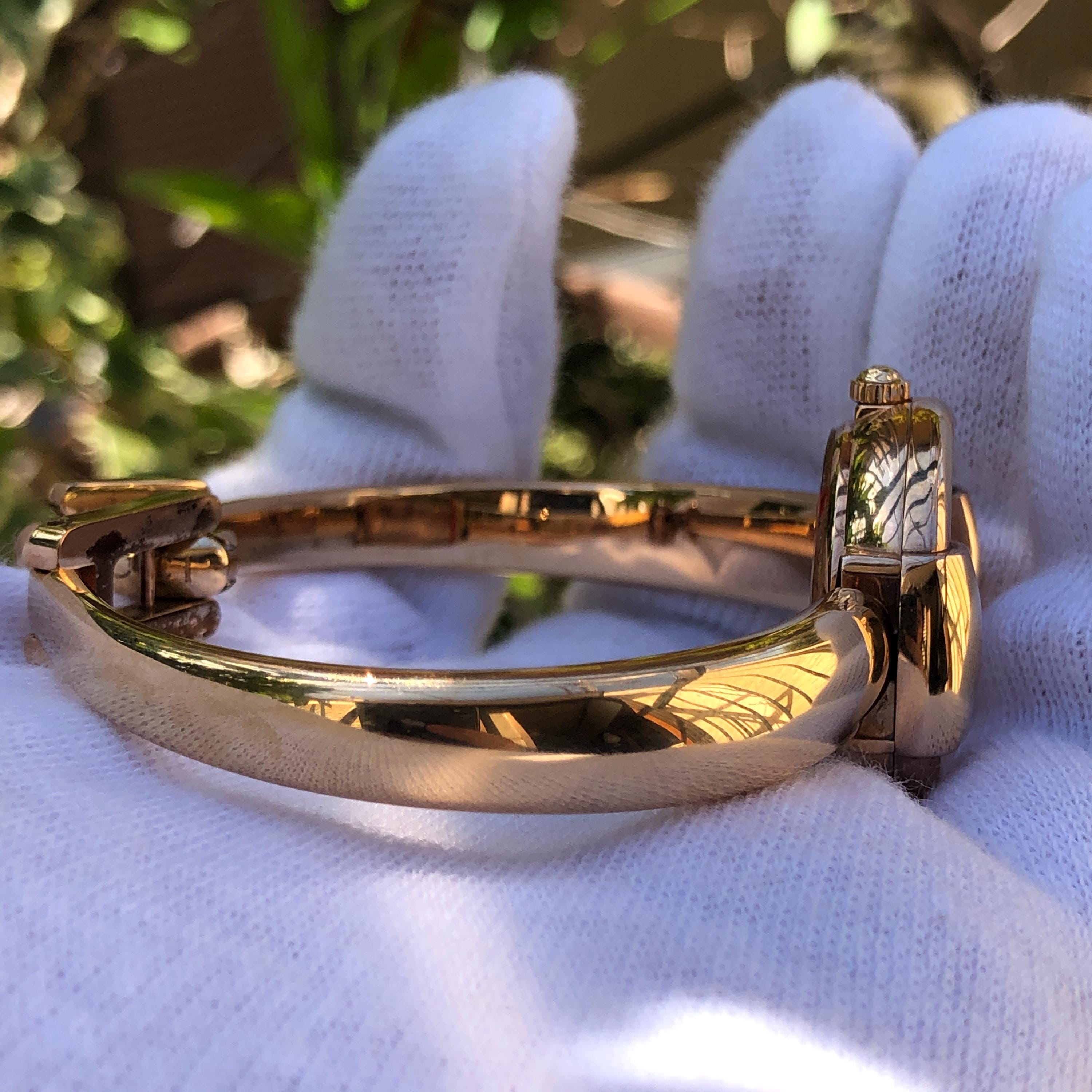 VINTAGE GUCCI 1400L Rose Gold Stainless Steel Bangle Type Lady's