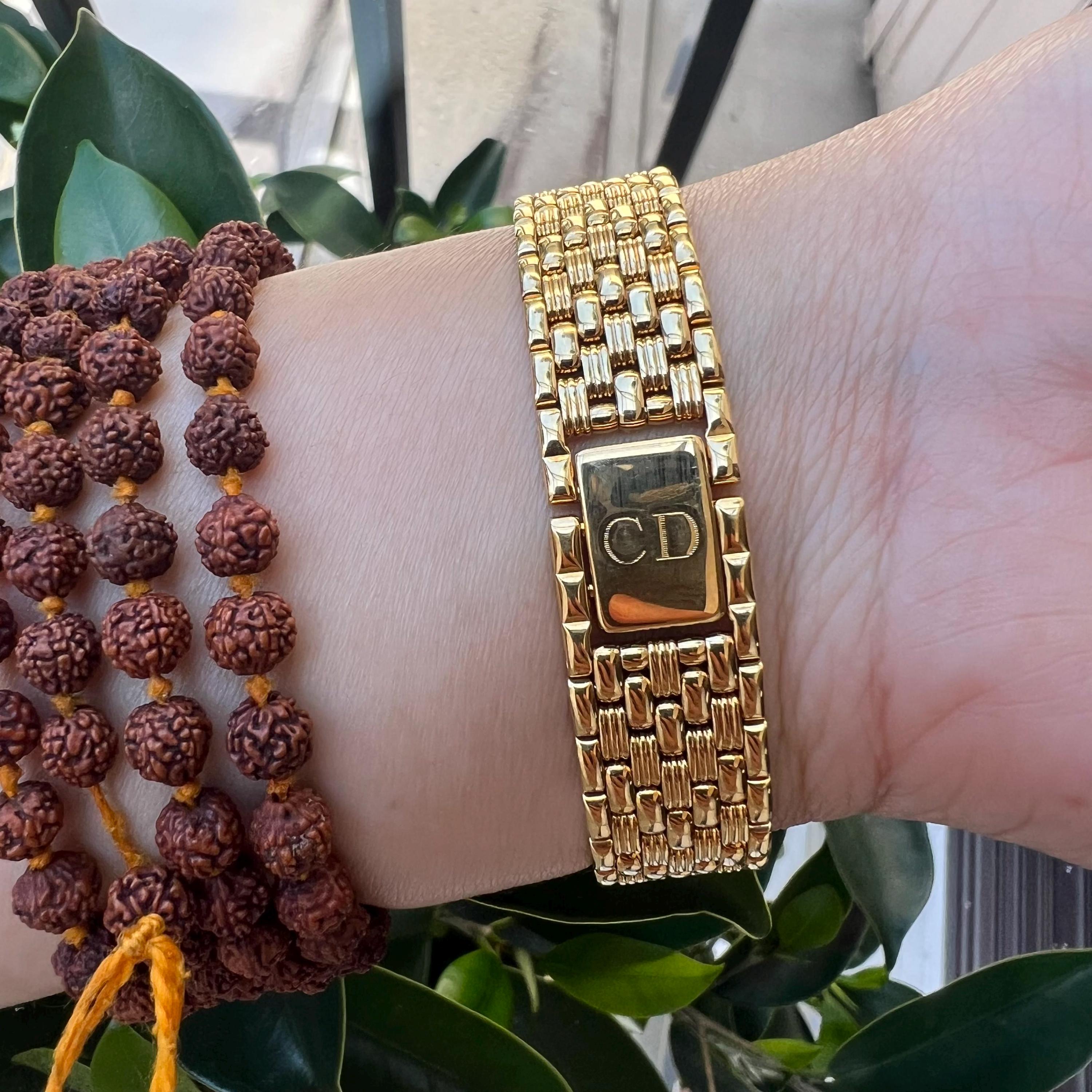 Vintage Christian Dior Octagon Gold Plated Ladies Watch With Box