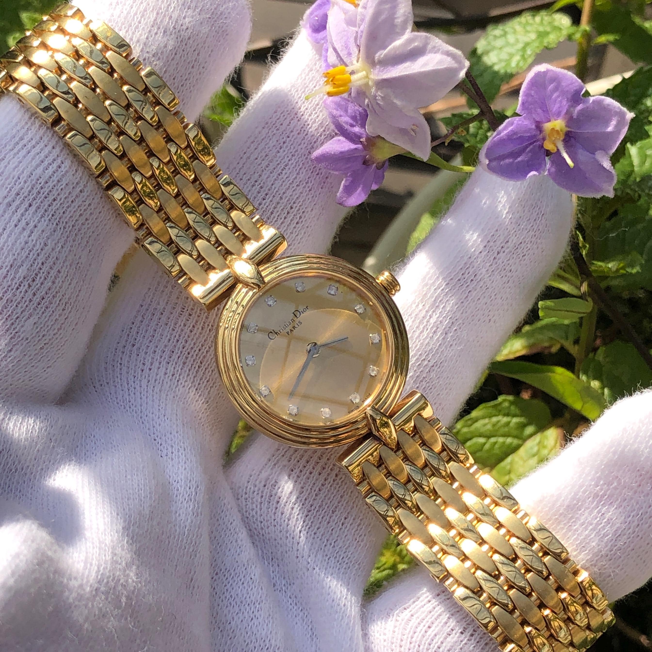 Christian Dior 腕時計 レディース RESERVED Rare Vintage Christian Dior Gold Plated Watch: Diamond