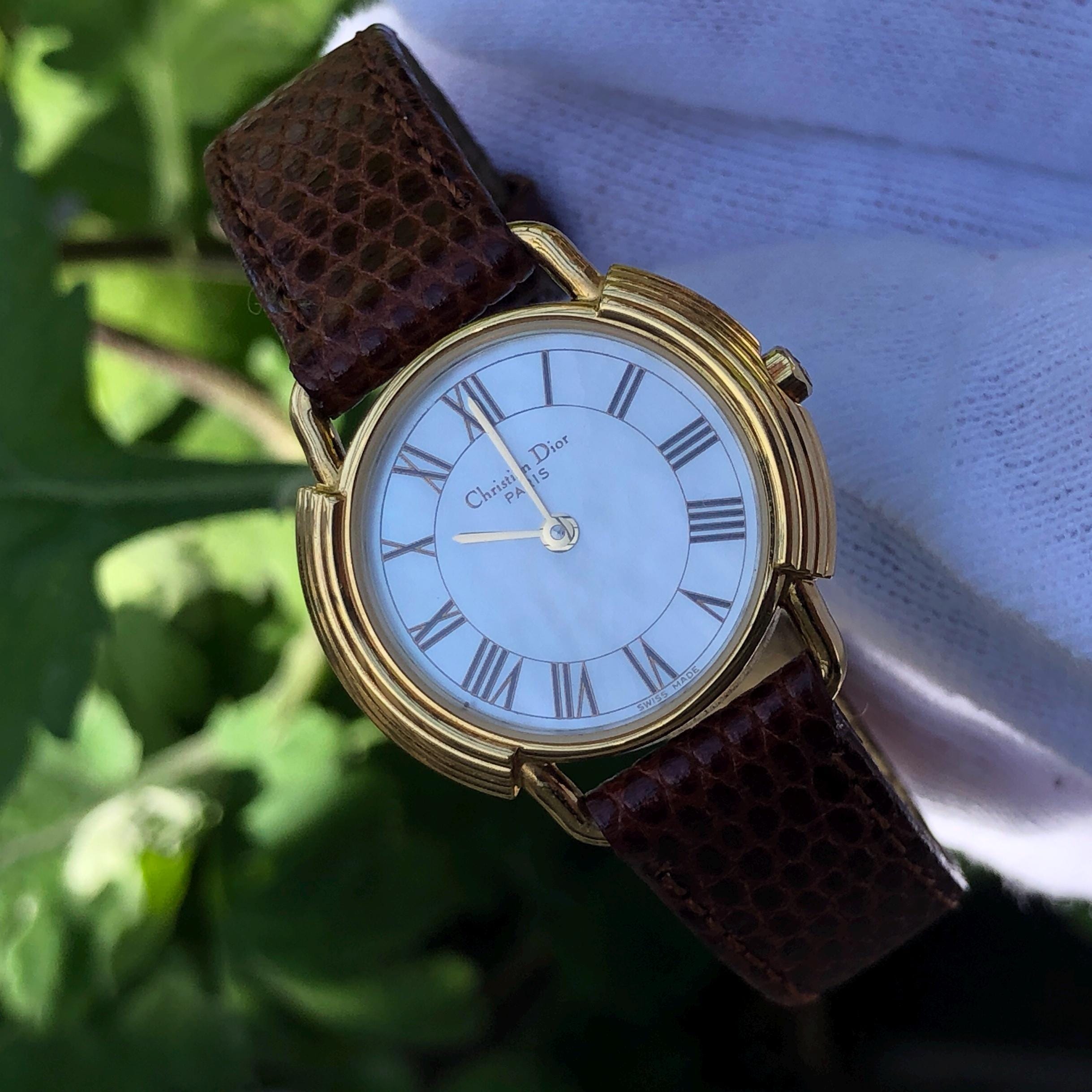 Christian Dior 3039 ゴールド　ローマ　メンズ　レザーバンド Christian Dior 3039 ゴールド ローマ メンズ レザーバンド
