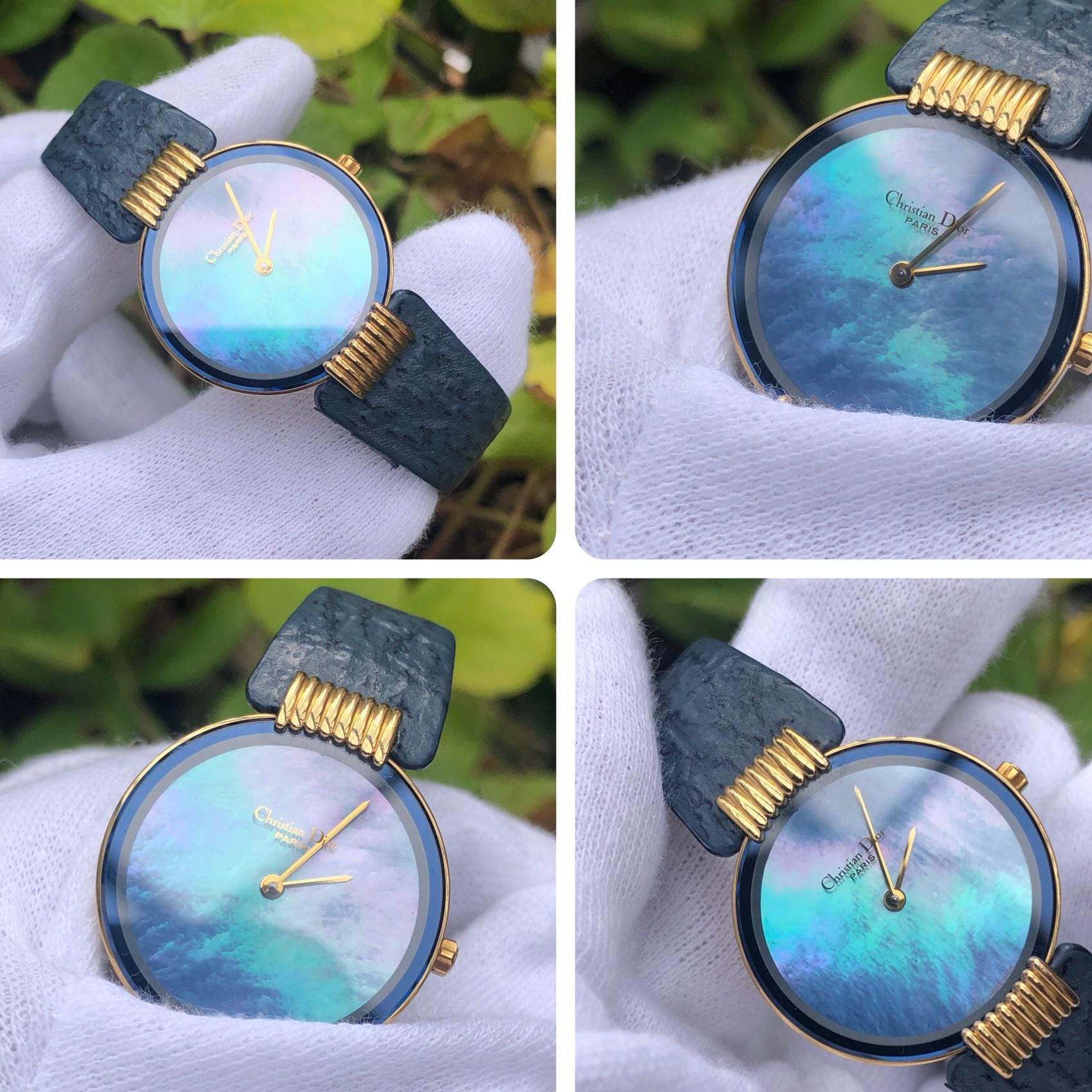 Rare Vintage Christian Dior Bagheera Watch: Black Moon Mother-of