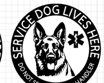 Service Dog Lives Here Dog, Do Not Separate from Owner, Waterproof Vinyl Sticker BLACK